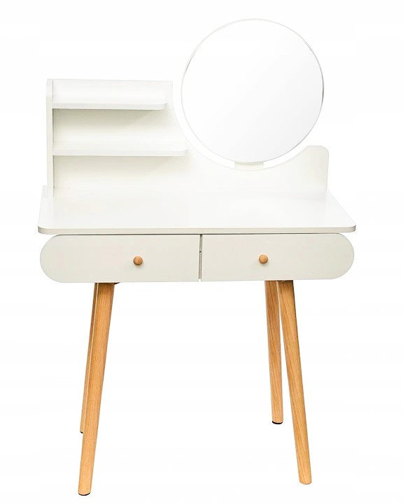 MAKEUP VANITY WITH MIRROR WHITE EASY SCANDINAVIAN INSTALLATION FOR BEDROOM Manufacturer code Dla żony dziewczyny dziecka dziewczynki córki
