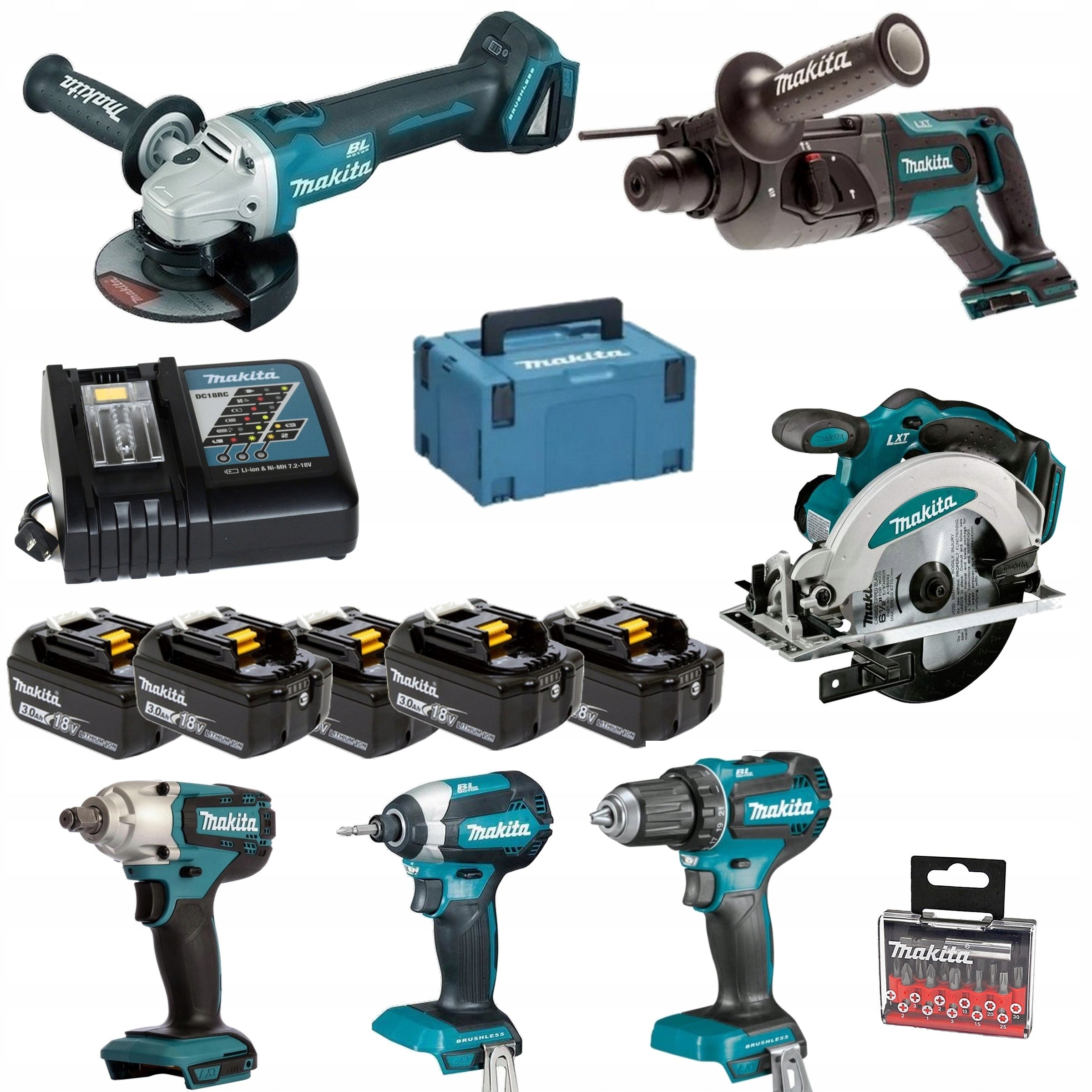 MAKITA COMBO SET 6PCS TOOLS 18V 5XAKU SZZC