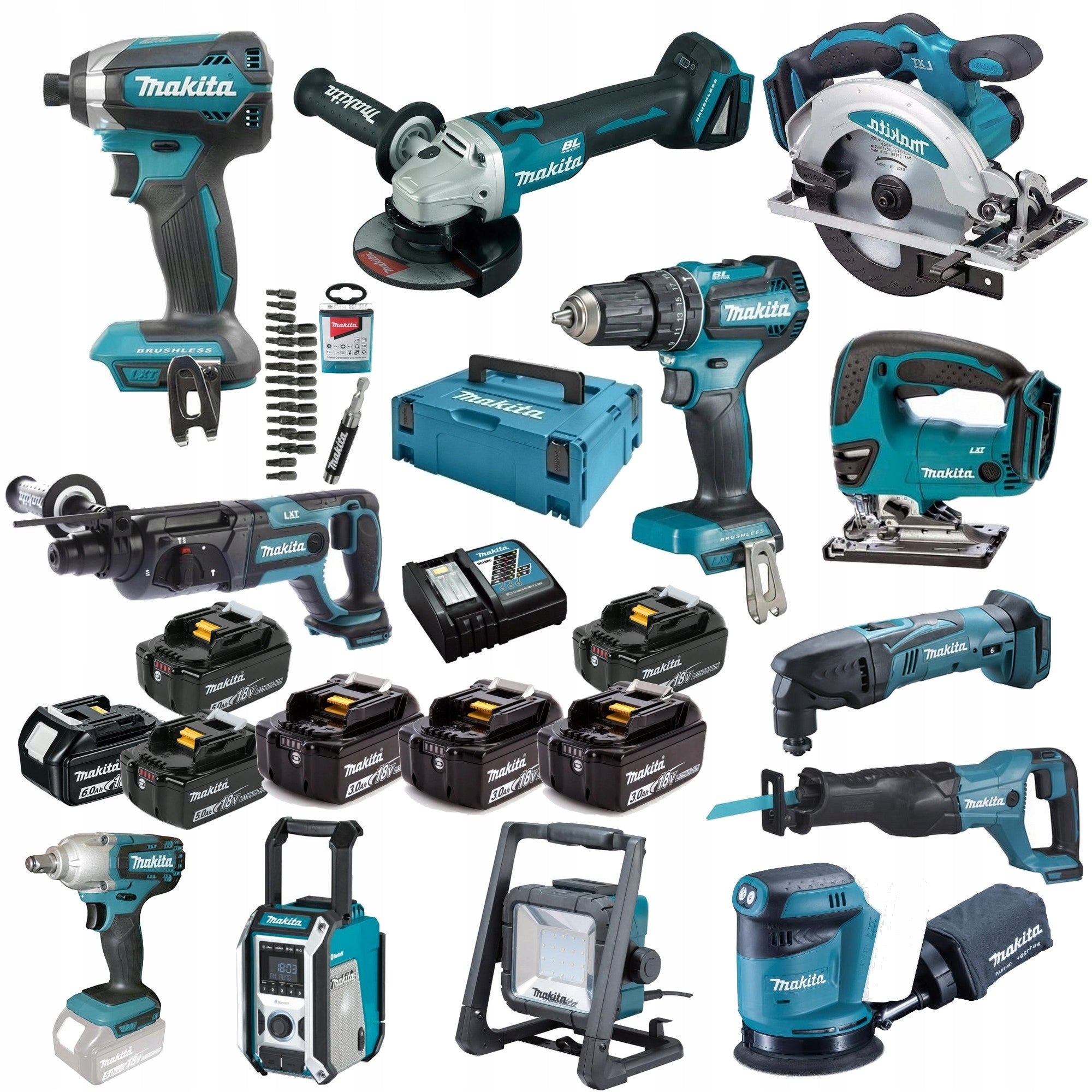 MAKITA COMBO TOOL SET 12PCS 7x 18V BATTERIES