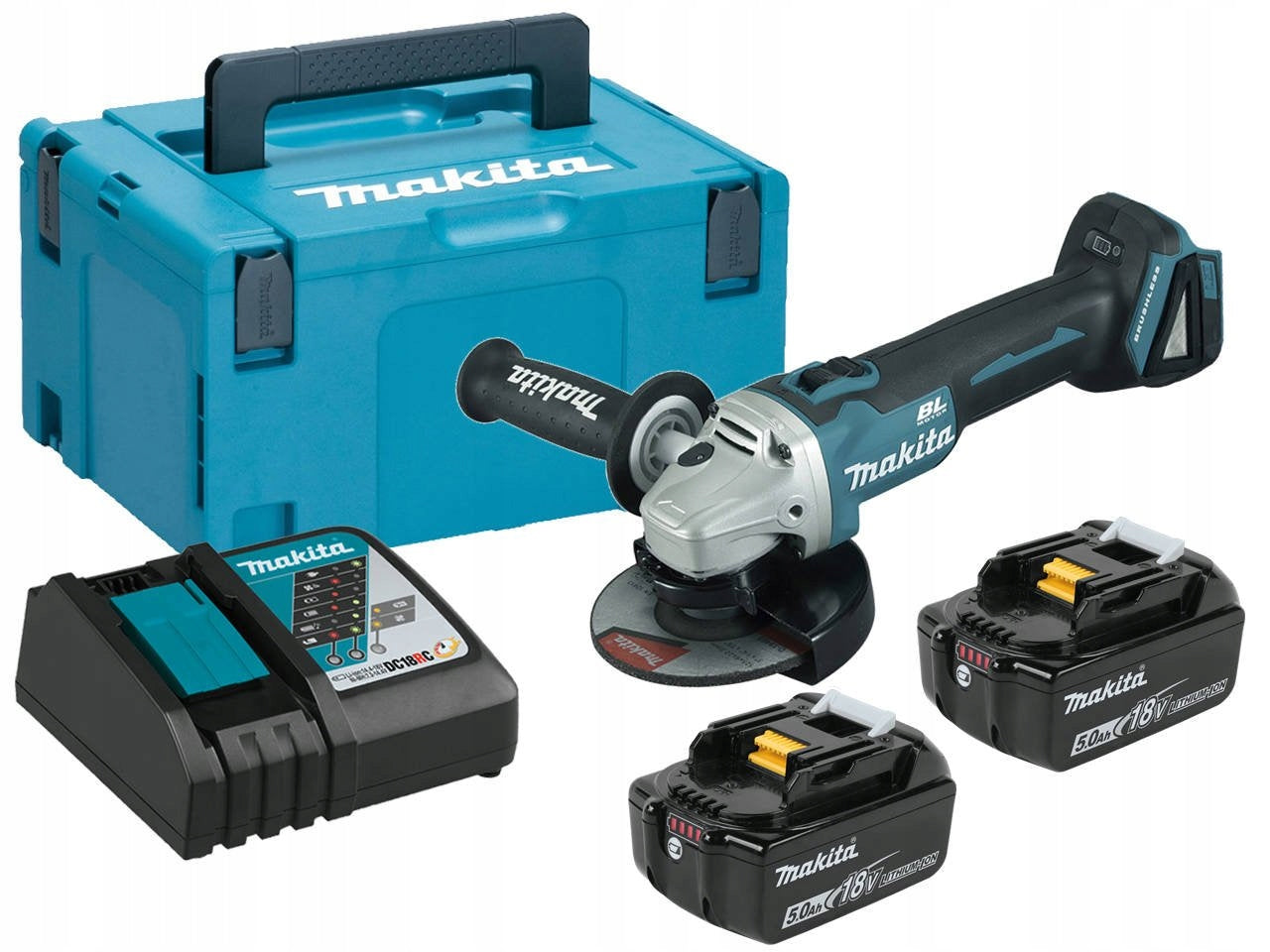 MAKITA DGA504RTJ 18V ANGLE GRINDER 125mm 2x5ah
