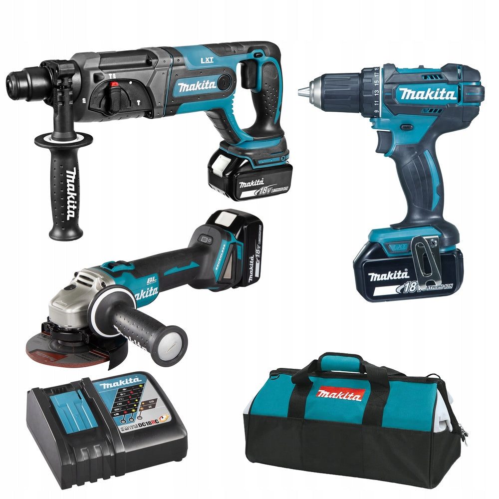 MAKITA DLX3078TX1 COMBO SET DGA504 DHR241 DDF482 3x5Ah CHARGER BAG