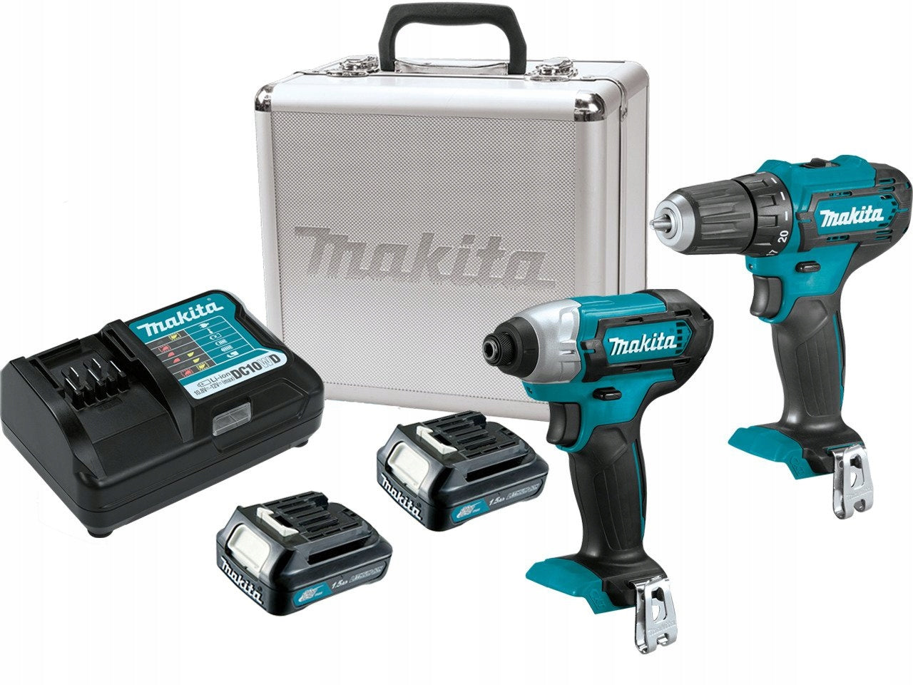 MAKITA Screwdriver + Impact Driver 2X1,5 AH 12V DF333D + TD110D CLX224X
