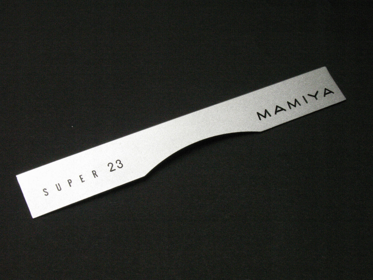 MAMIYA SUPER 23 nameplate wersja srebrna UNIKAT! Manufacturer code Super 23