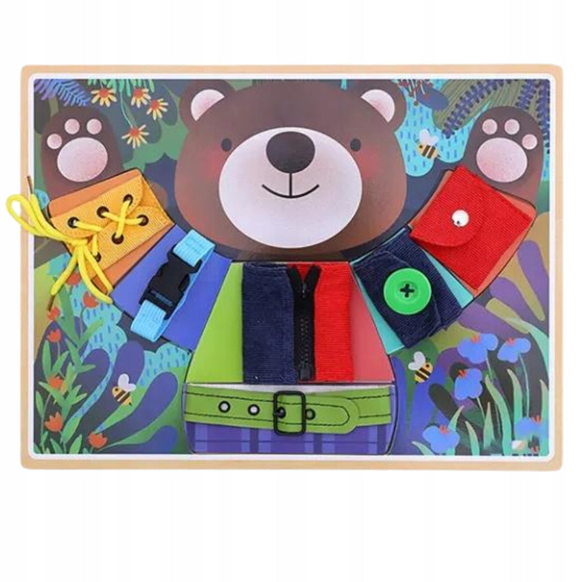 MANIPULATION BOARD SENSORY BEAR MONTESSORI LEARNING TO FASTEN BUTTONS 3+ Brand no brand