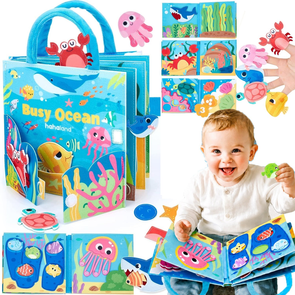 MANIPULATION BOARD SENSORY BOOK MONTESSORI OCEAN FOR CHILDREN
