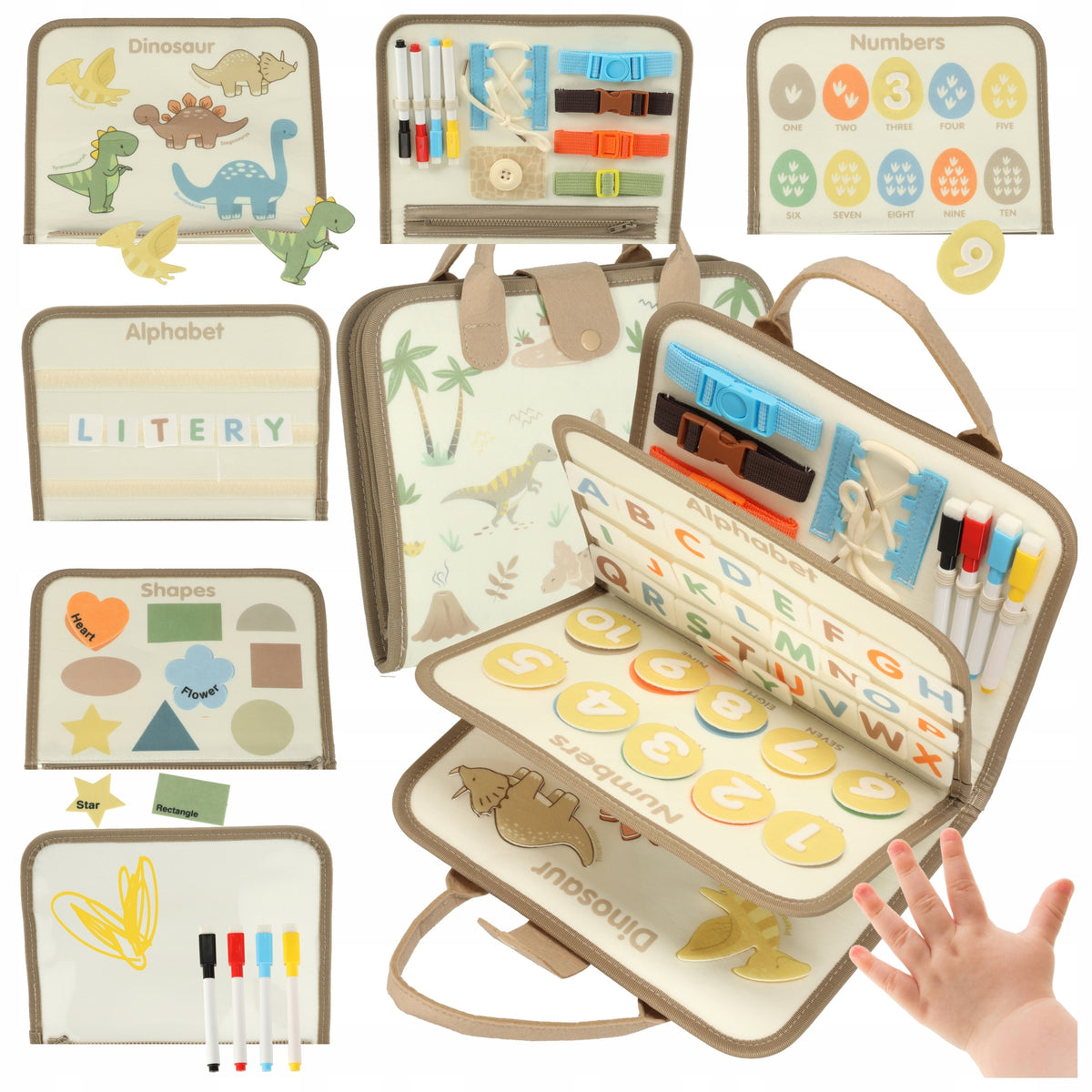 MANIPULATION BOARD SOFT SUITCASE FOR CHILDREN SENSORY MONTESSORI