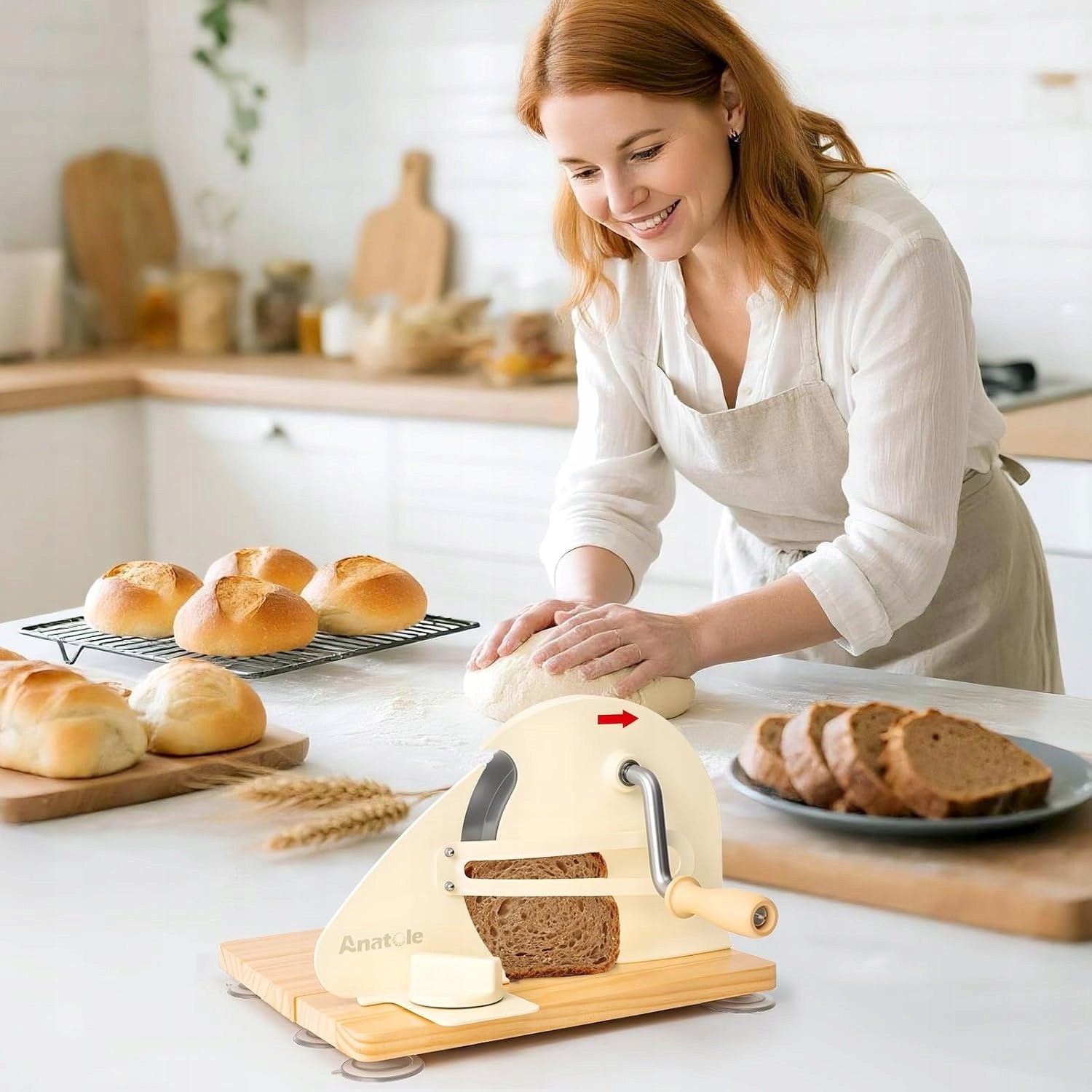 MANUAL BREAD SLICER WITH CRANK ADJUSTABLE STRONG WITH FOLDING BOARD M3537 Brand no brand