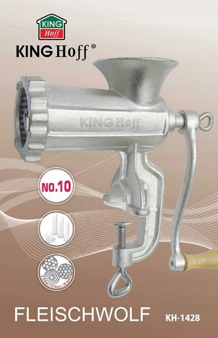 MANUAL MEAT GRINDER Cast Iron No. 10 Stuffer 3 Sita 3 Funnels Packaging status original