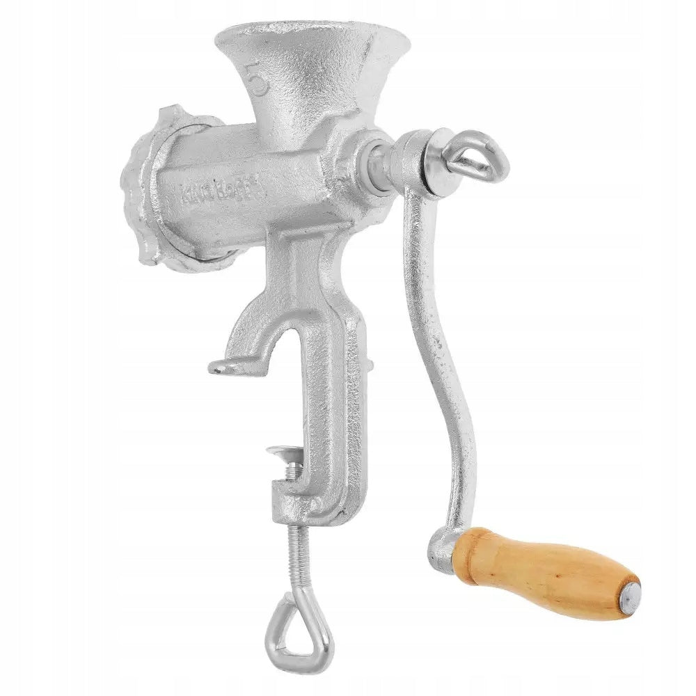 MANUAL MEAT GRINDER Cast Iron No. 5 Stuffer 3 Sita 3 Funnels Sieve hole diameter 3, 5, 8 mm