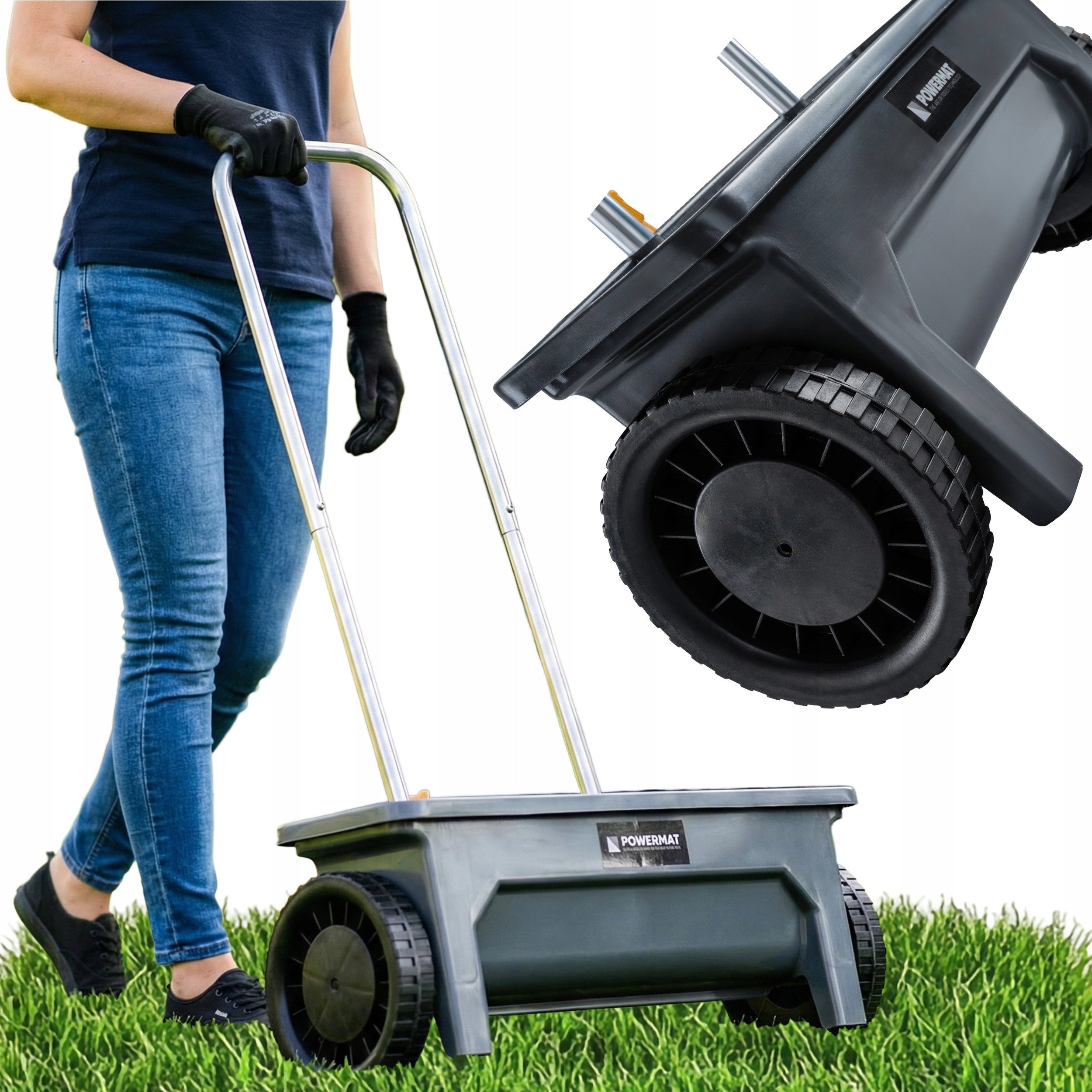 MANUAL SEED DRILL ADJUSTABLE 10 DEGREES WIDTH 46CM 12L FOR GRASS SEEDS GARDEN