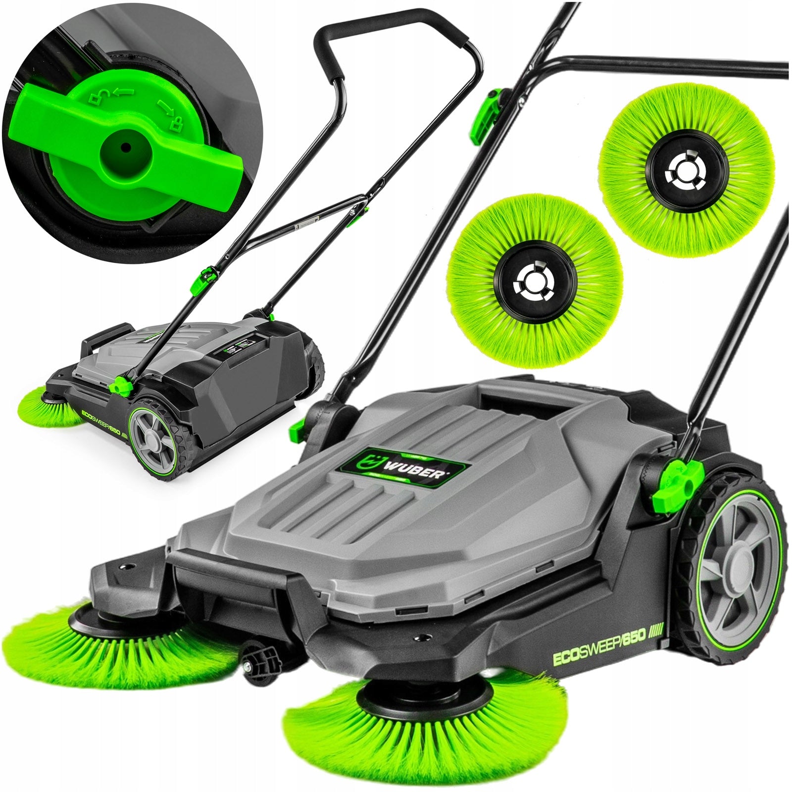 MANUAL SWEEPER FOR LEAVES OF PAVING STONES DRIVEWAY GARDEN WALKWAY 20L 65 CM