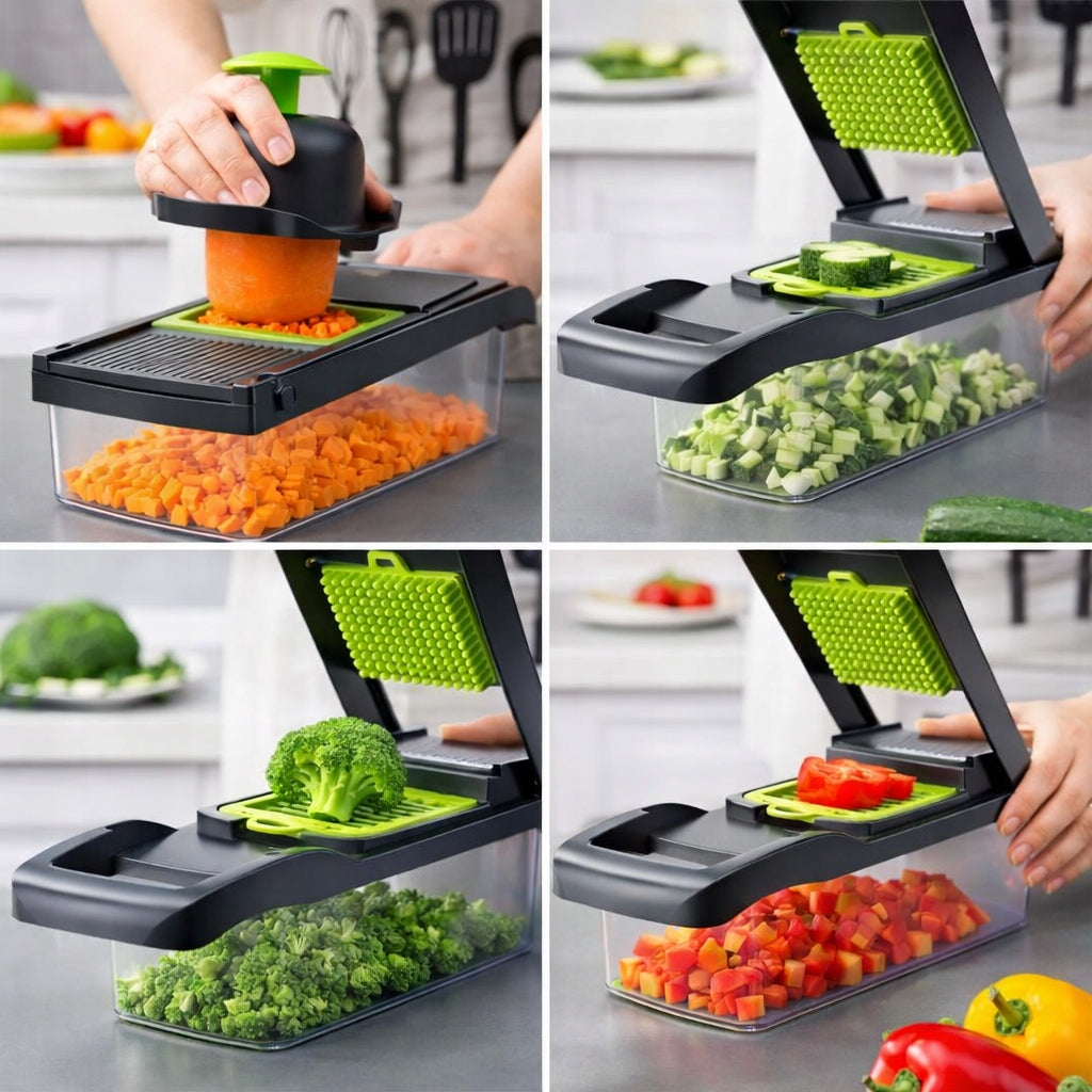 MANUAL VEGETABLE SLICER SET OF 12 ELEMENTS KITCHEN SHREDDER GRATER Packaging status original
