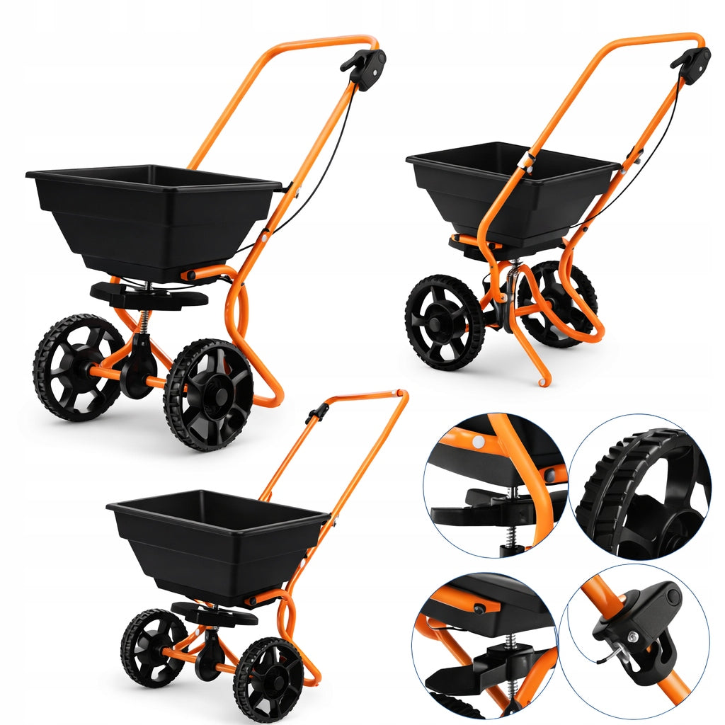MANUAL WHEELBARROW SPREADER FOR GRASS SEEDS SCATTERING ADJUSTMENT 15L