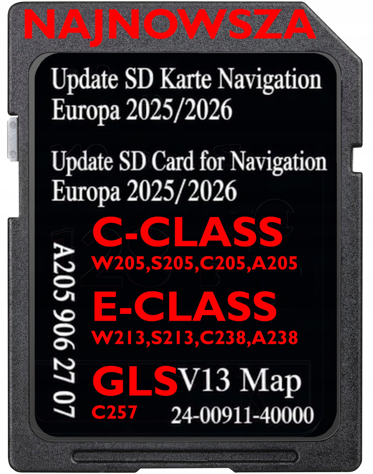 MAP CARD MERCEDES GARMIN MAP PILOT A213 NTG 5.5 AUDIO 20 SD V13 2025/2026