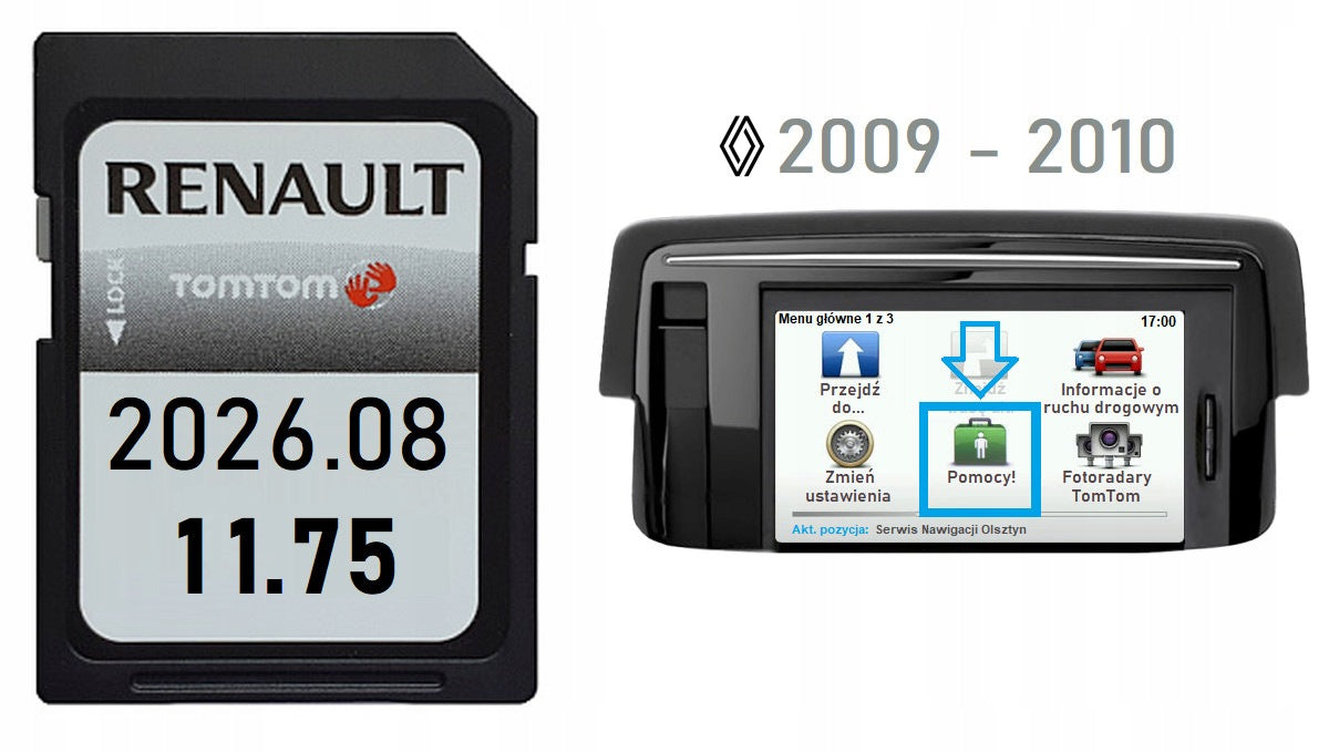MAP CARD RENAULT CARMINAT TOMTOM 11.75 EU 2026 MEGANE LAGOON REPAIR CLOCK