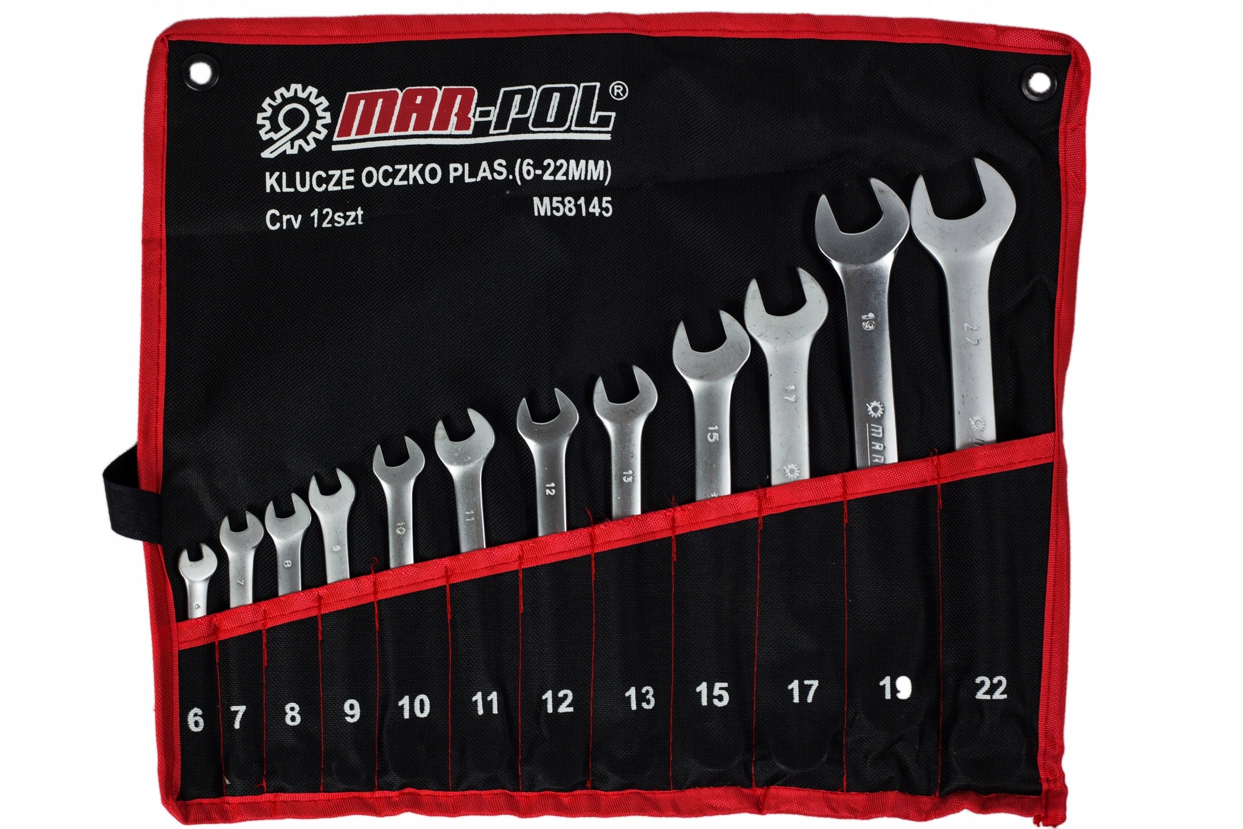 MAR-POL 12-PIECE FLAT EYE WRENCHES 6-22mm SHEET M58145 EAN (GTIN) 5901969102963