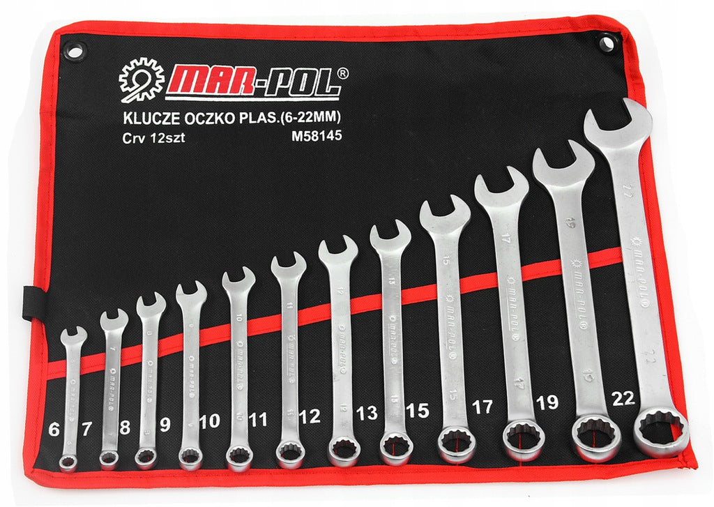 MAR-POL 12-PIECE FLAT EYE WRENCHES 6-22mm SHEET M58145 Manufacturer code M58145