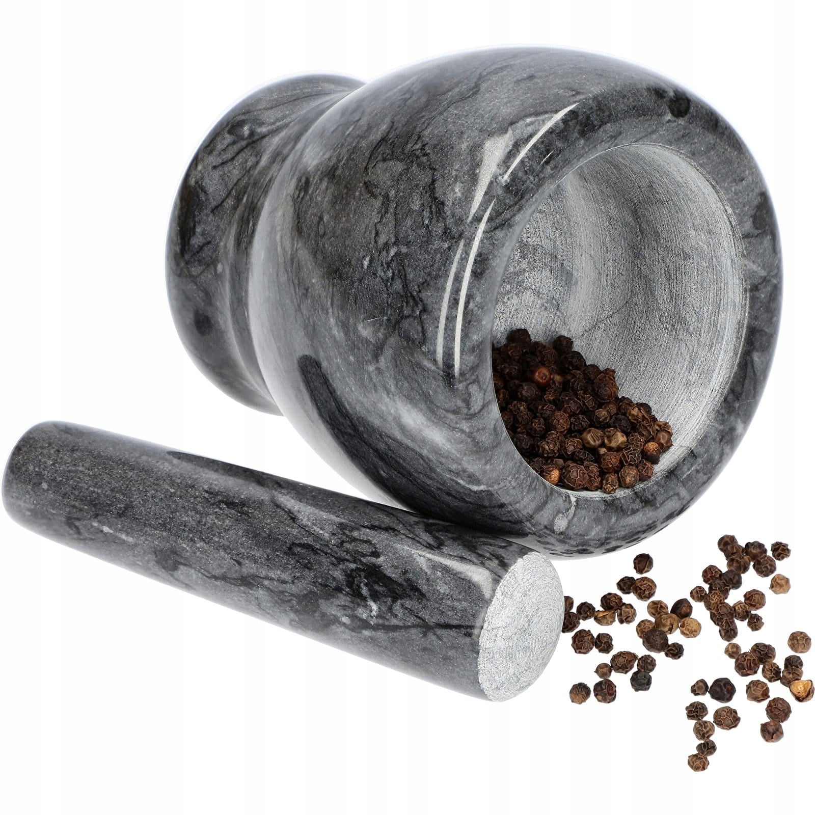 MARBLE STONE KITCHEN MORTAR WITH PESTLE FOR SPICES HERBS BROWIN Manufacturer code 312023