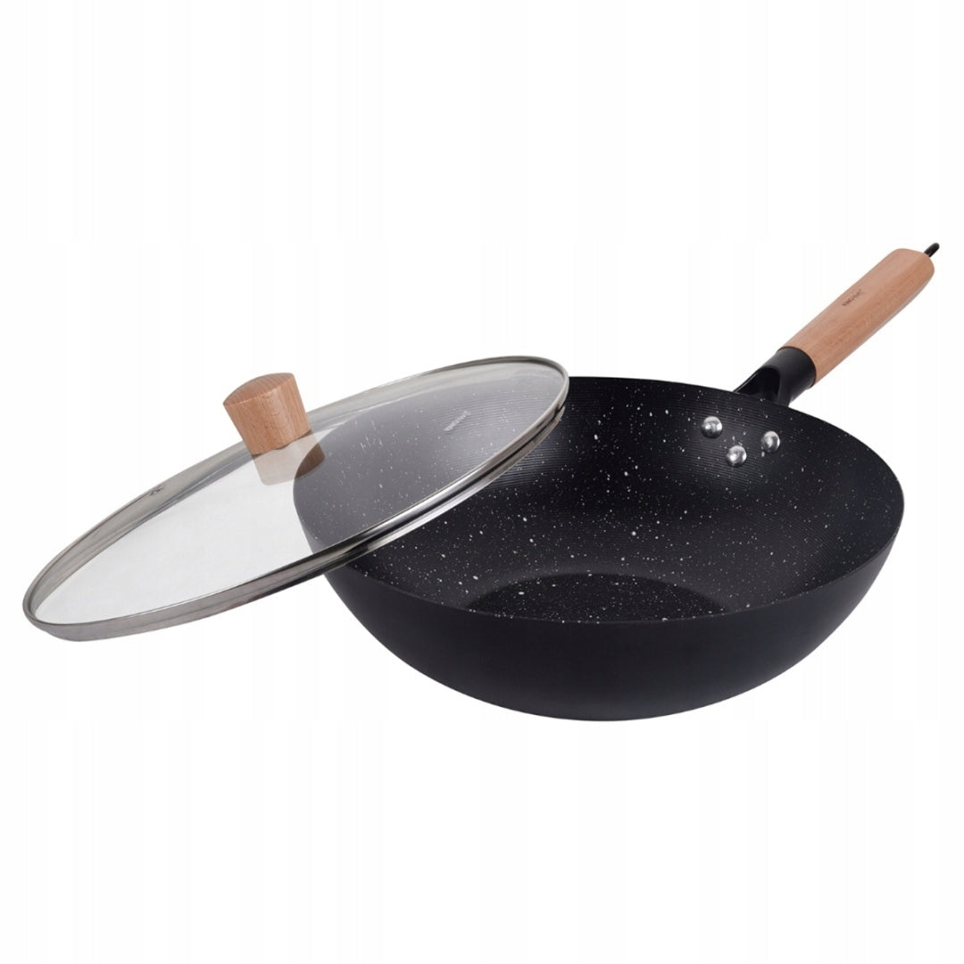 MARBLED WOK 30CM WITH LID INDUCTION GAS LOAF
