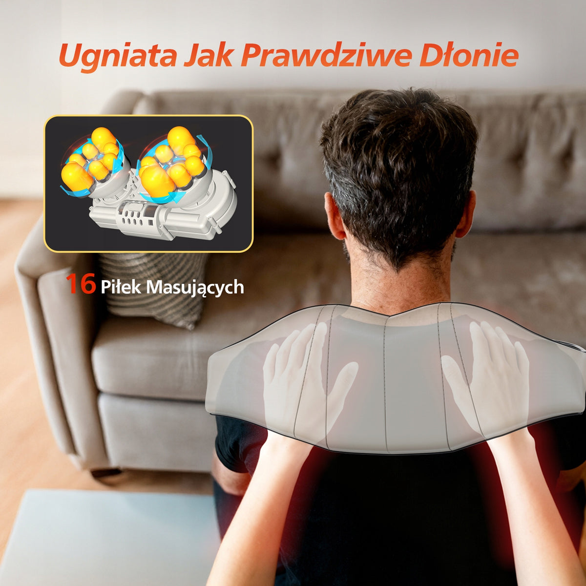 MASAŻER DO SZYI KARKU PLECÓW CIAŁA PODGRZEWANY PAS MASUJĄCY SHIATSU PRO + Packaging status original