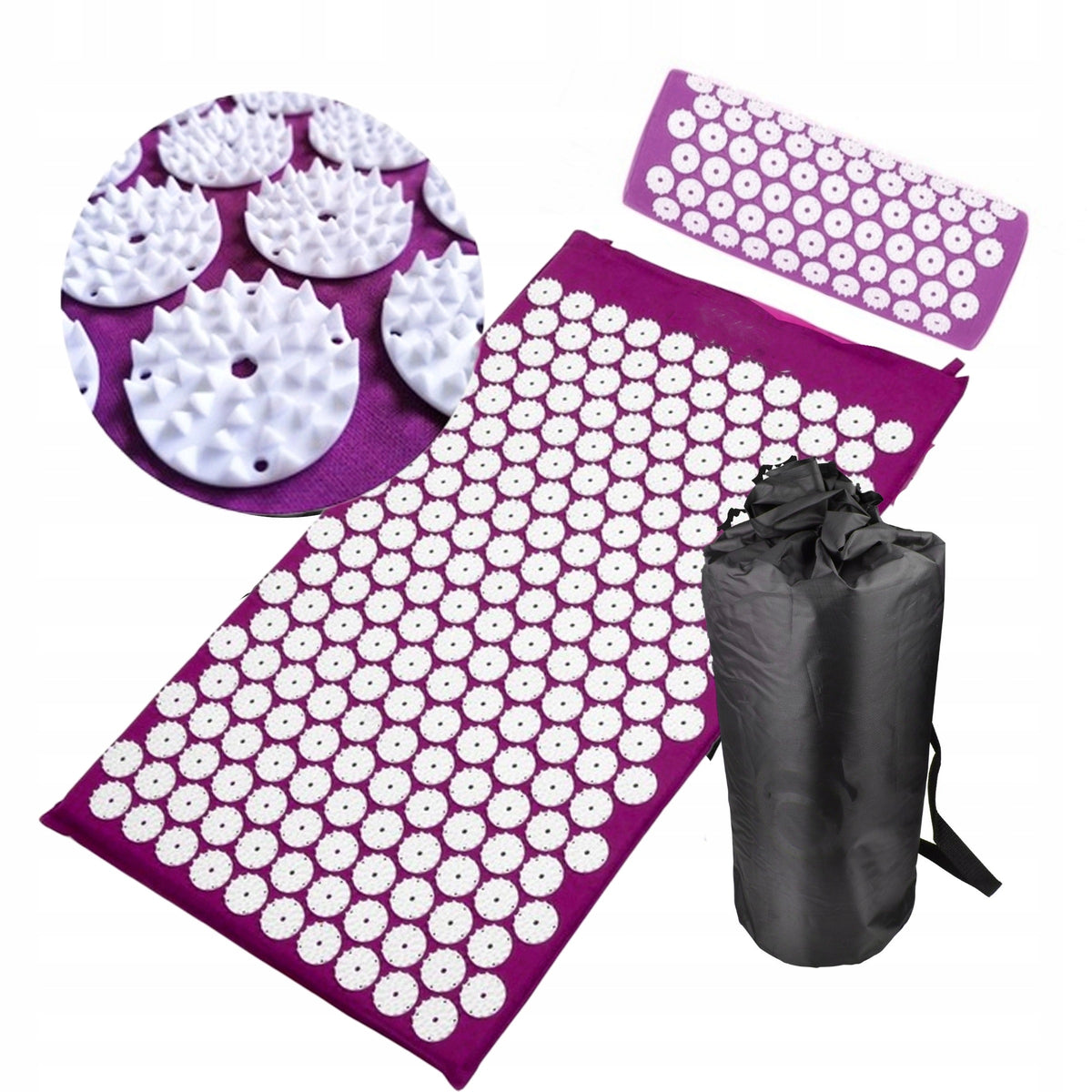 MASSAGE ACUPRESSURE MAT WITH SPIKES HEALTH RELAXING PILLOW BAG Medical device no