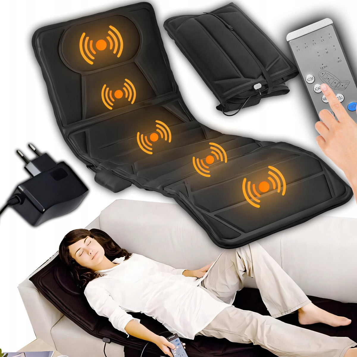 MASSAGE MAT VIBRATING MASSAGE MATTRESS FOR BED ARMCHAIR 12 MOTORS PILOT