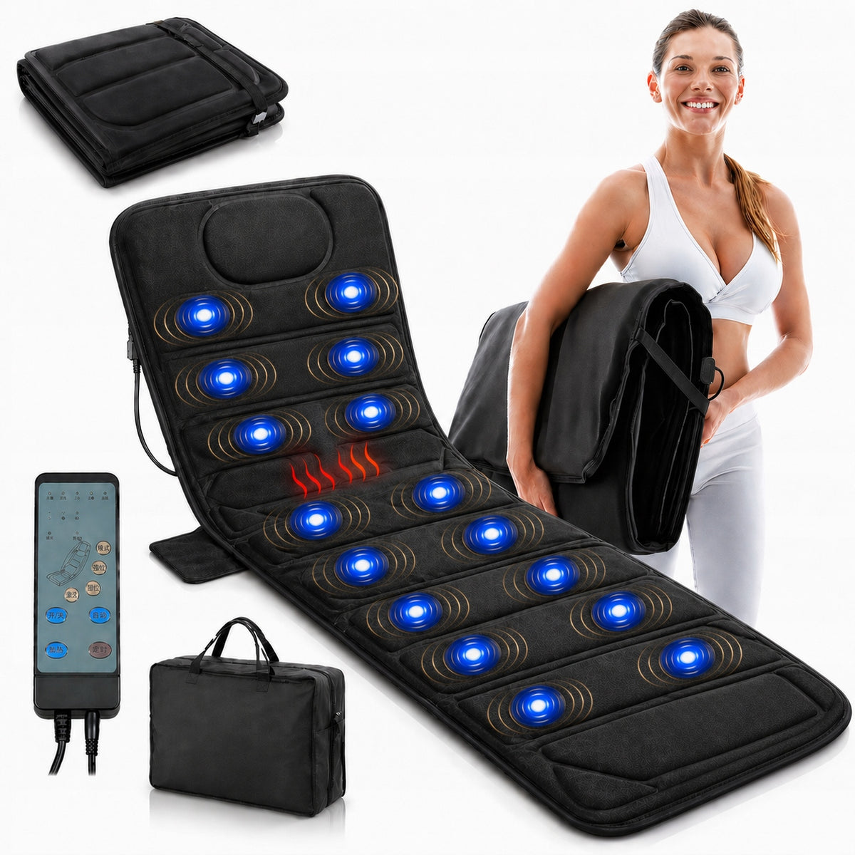 MASSAGE MAT VIBRATION MASSAGE MATTRESS HEATING 16 MOTORS