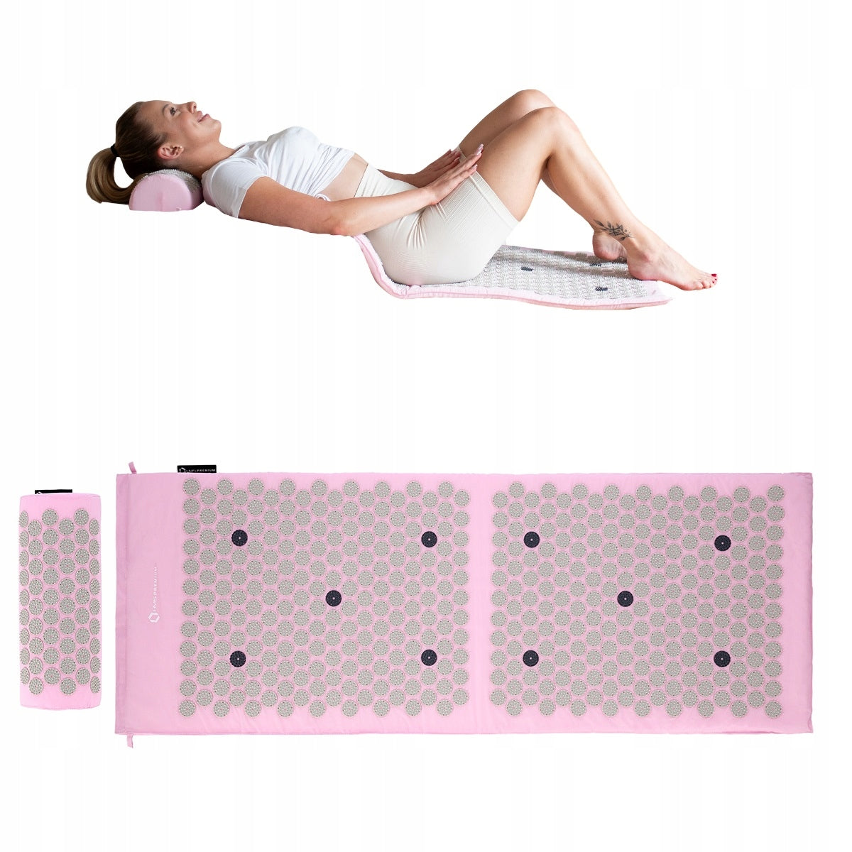 MASSAGE MAT With spikes for acupressure set with pillow Set pink Pink