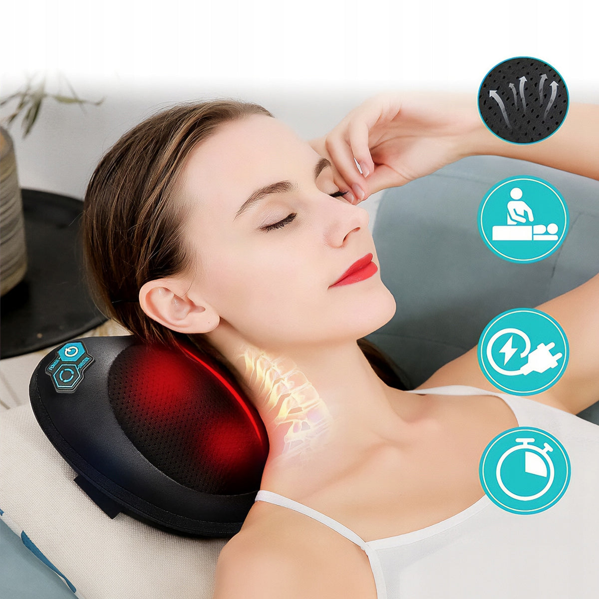 MASSAGER MASSAGE PILLOW SHIATSU FOR BACK NECK LEGS BODY HEATING Medical device no