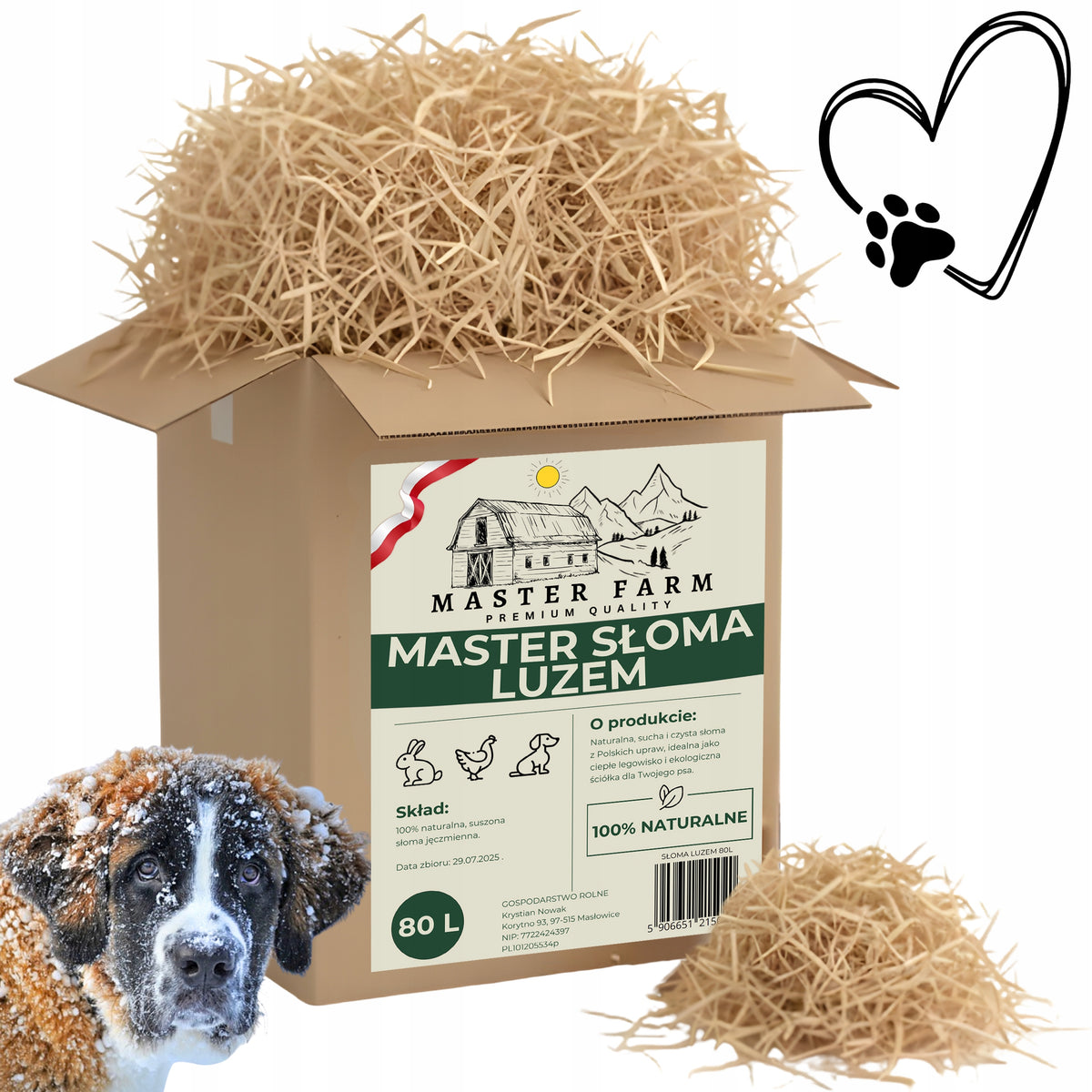 MASTER FARM STRAW LOOSE XL LEGOWSIKO FOR DOG KENNEL FRESH FRAGRANT 80L