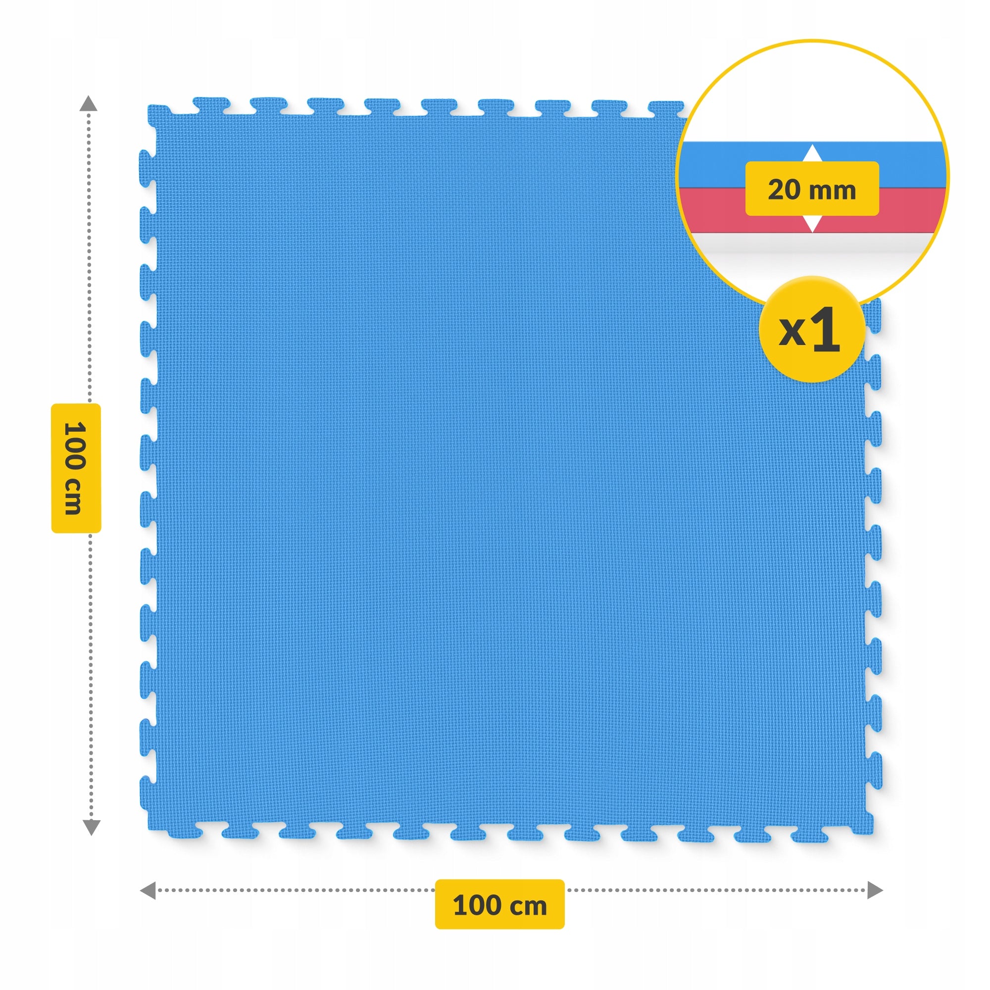 MAT FOAM FOR GYM EQUIPMENT GYM MEGA THICK 2 CM 1Mx1M Manufacturer code Mata ochronna pod sprzęt fitness PUZZLE