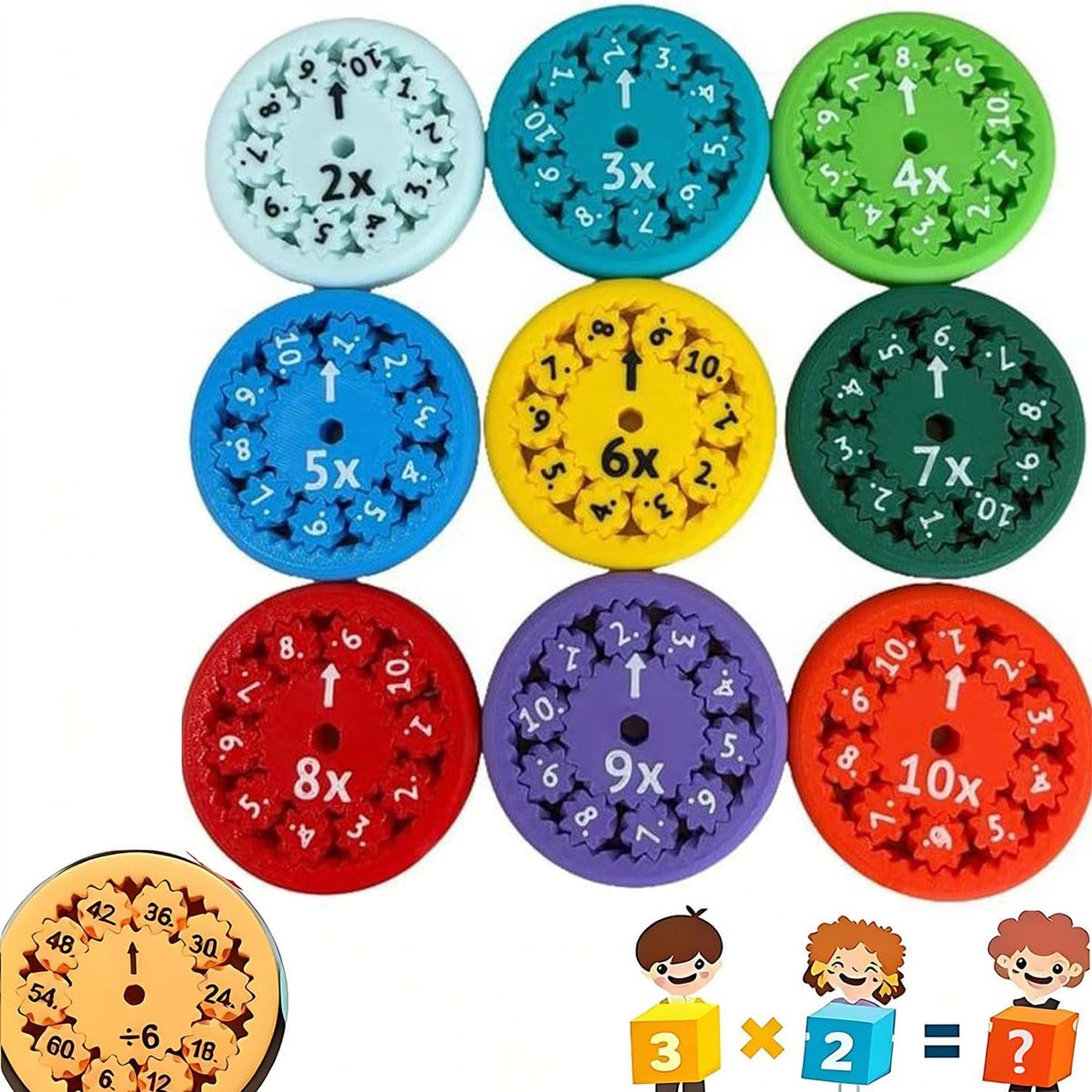 MATHEMATICAL SPINNER LEARNING MULTIPLICATION DIVISION FOR CHILDREN 9 PIECES SET