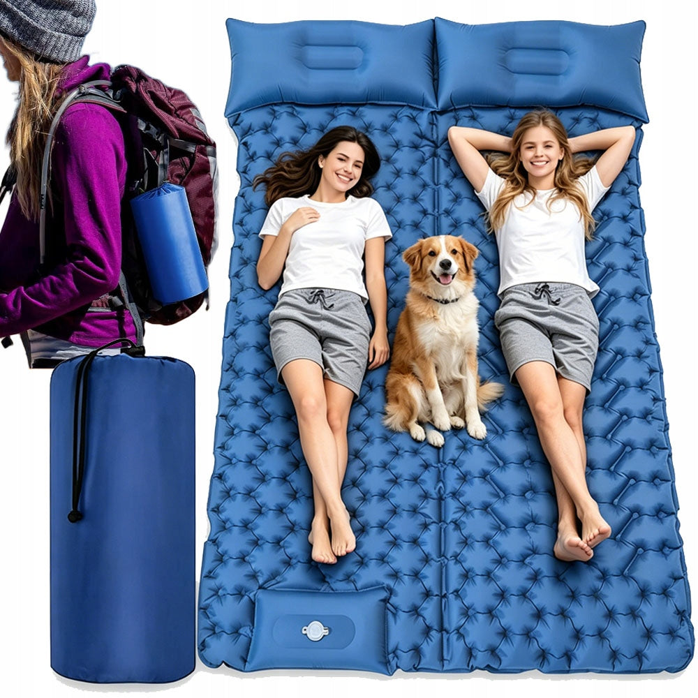 MATTRESS INFLATABLE HIKING CAMPING MAT CUSHION FOOT PUMP 2 SEATER