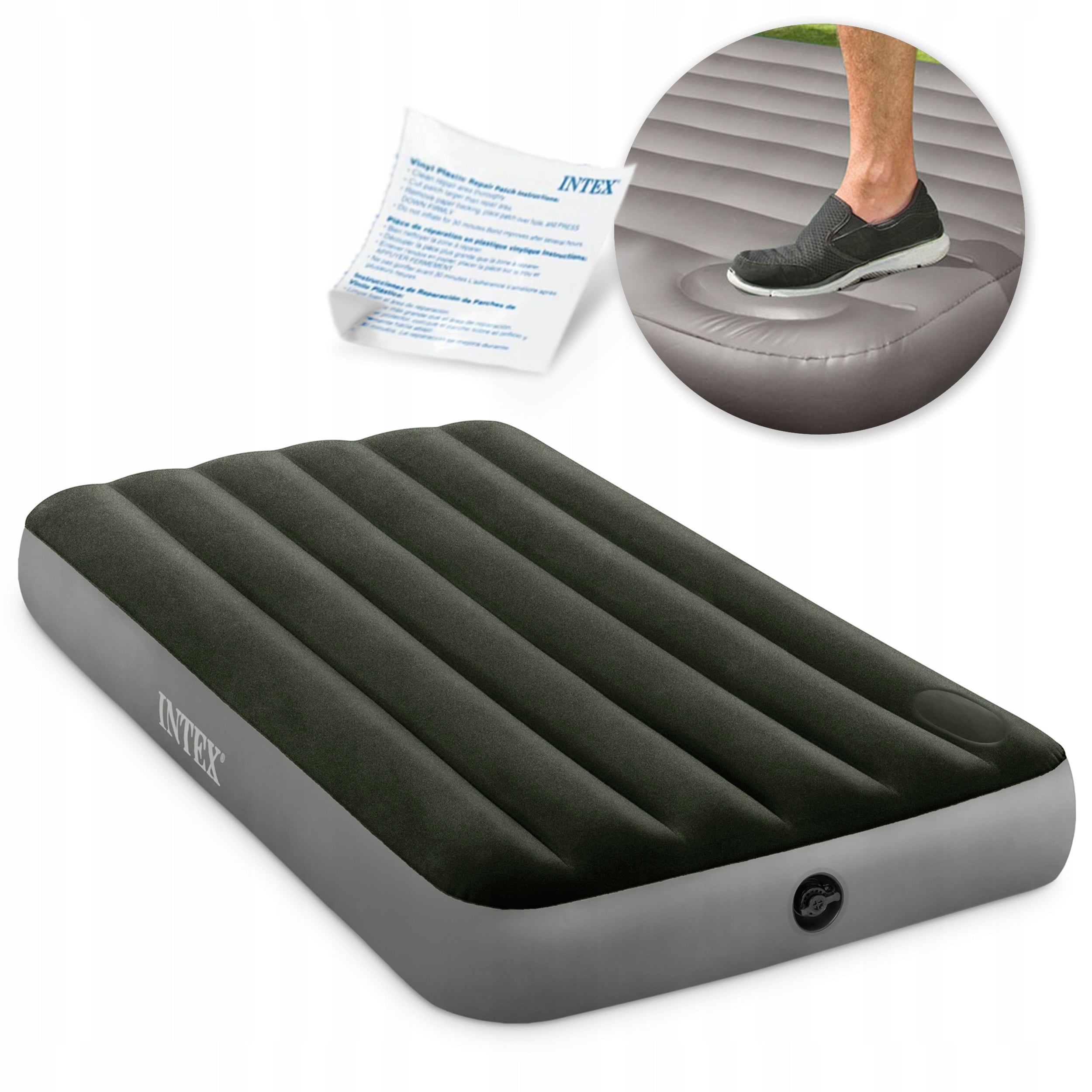 MATTRESS INFLATABLE VELOUR BED WITH BUILT-IN PUMP INTEX 64761 SINGLE