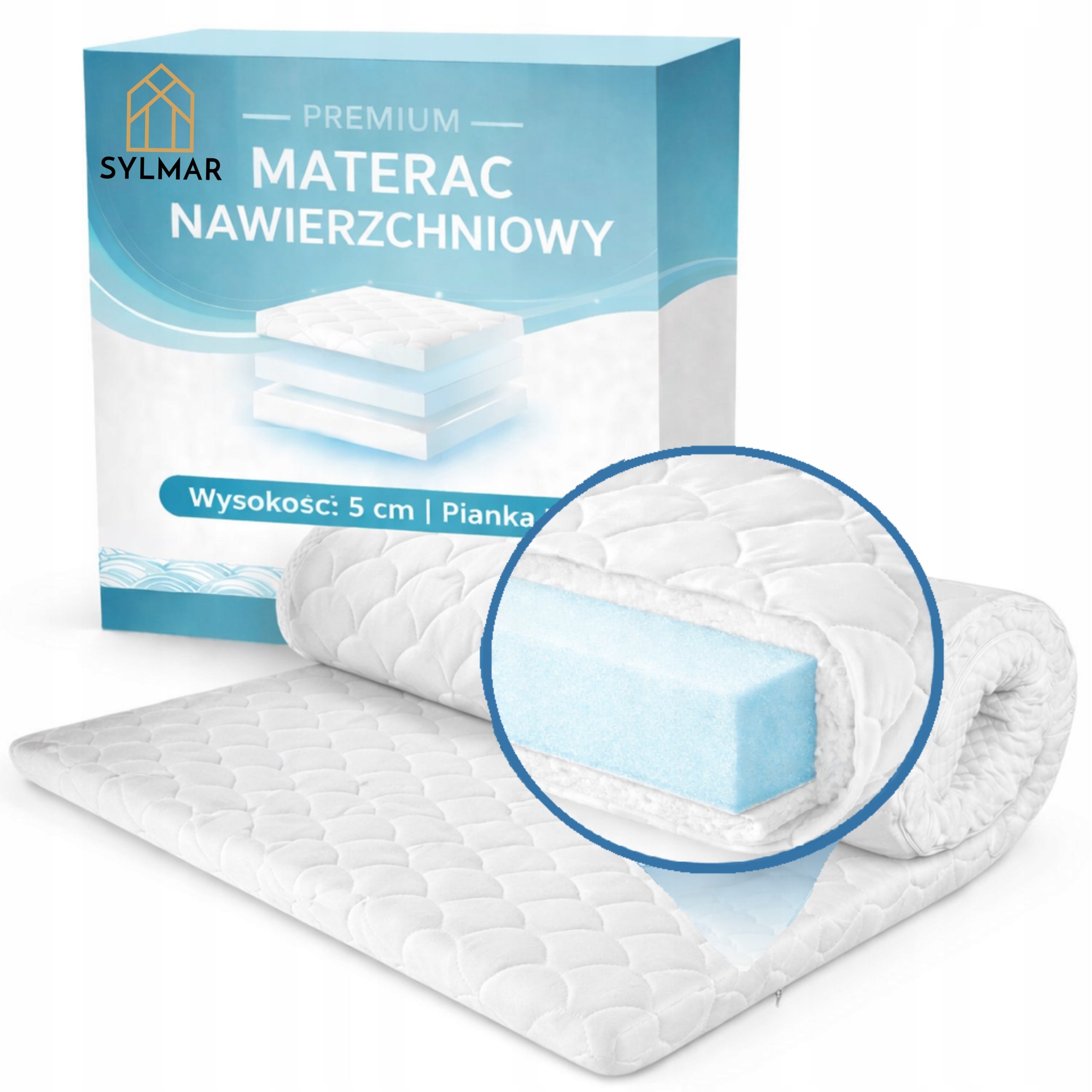 MATTRESS TOPPER 160x200 QUILTED OVERLAY FOAM PUR 5 CM TOPPER SEN Packaging status original