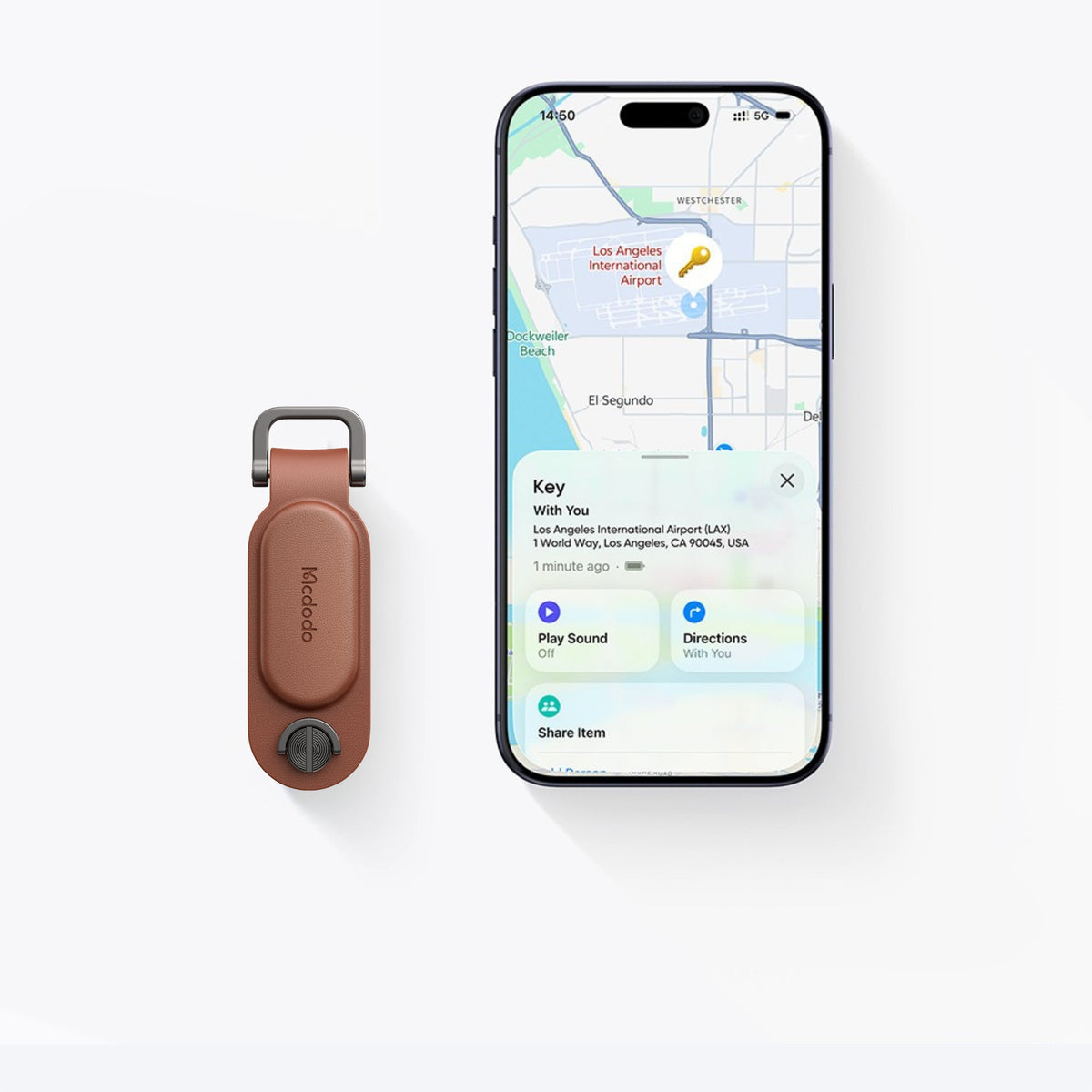 MCDODO GPS KEY LOCATOR FOR APPLE FIND MY KEYCHAIN ORGANIZER BROWN Packaging status original
