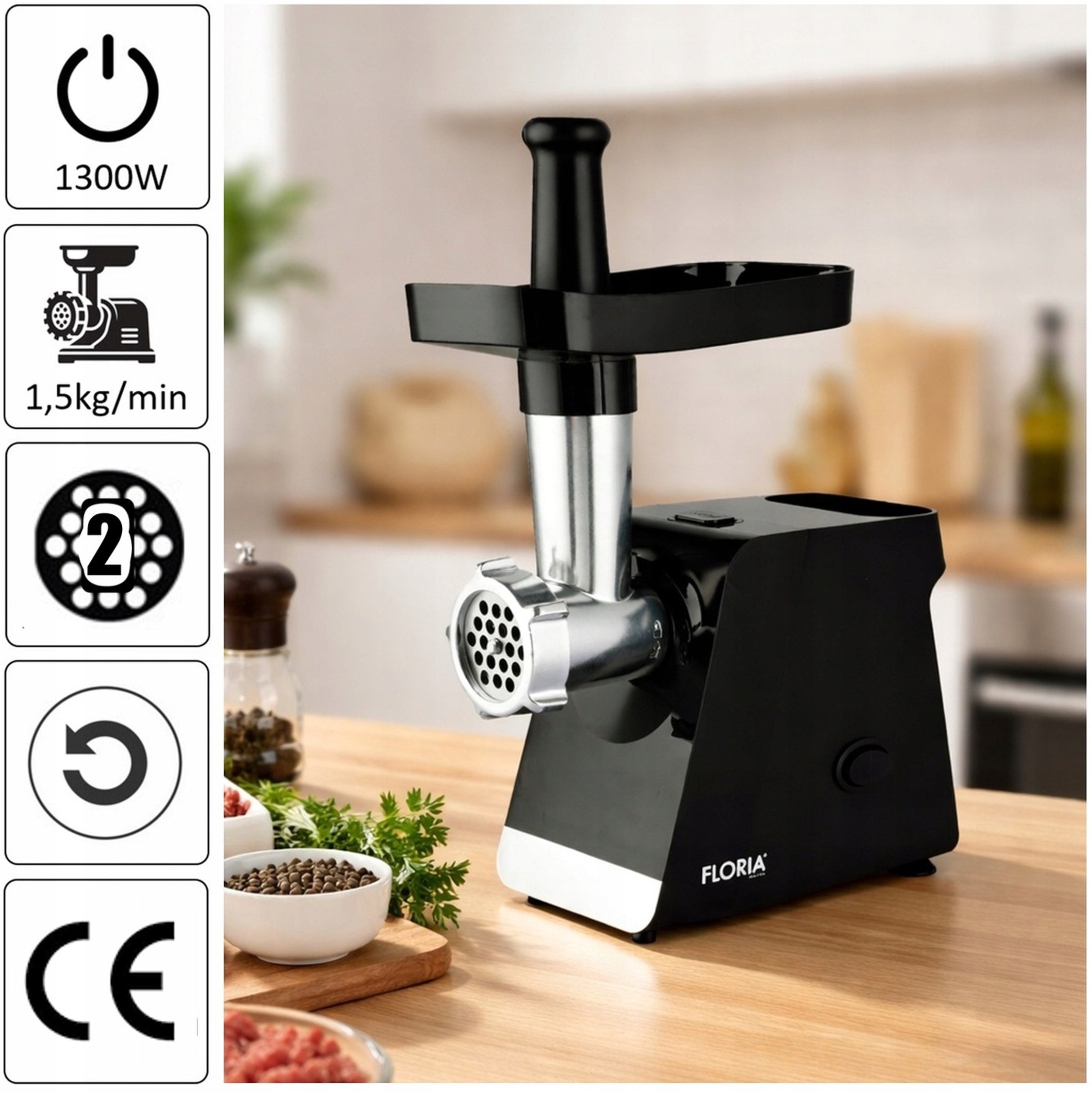 MEAT GRINDER 1,5KG/MIN REVERSE 1300W Packaging status original