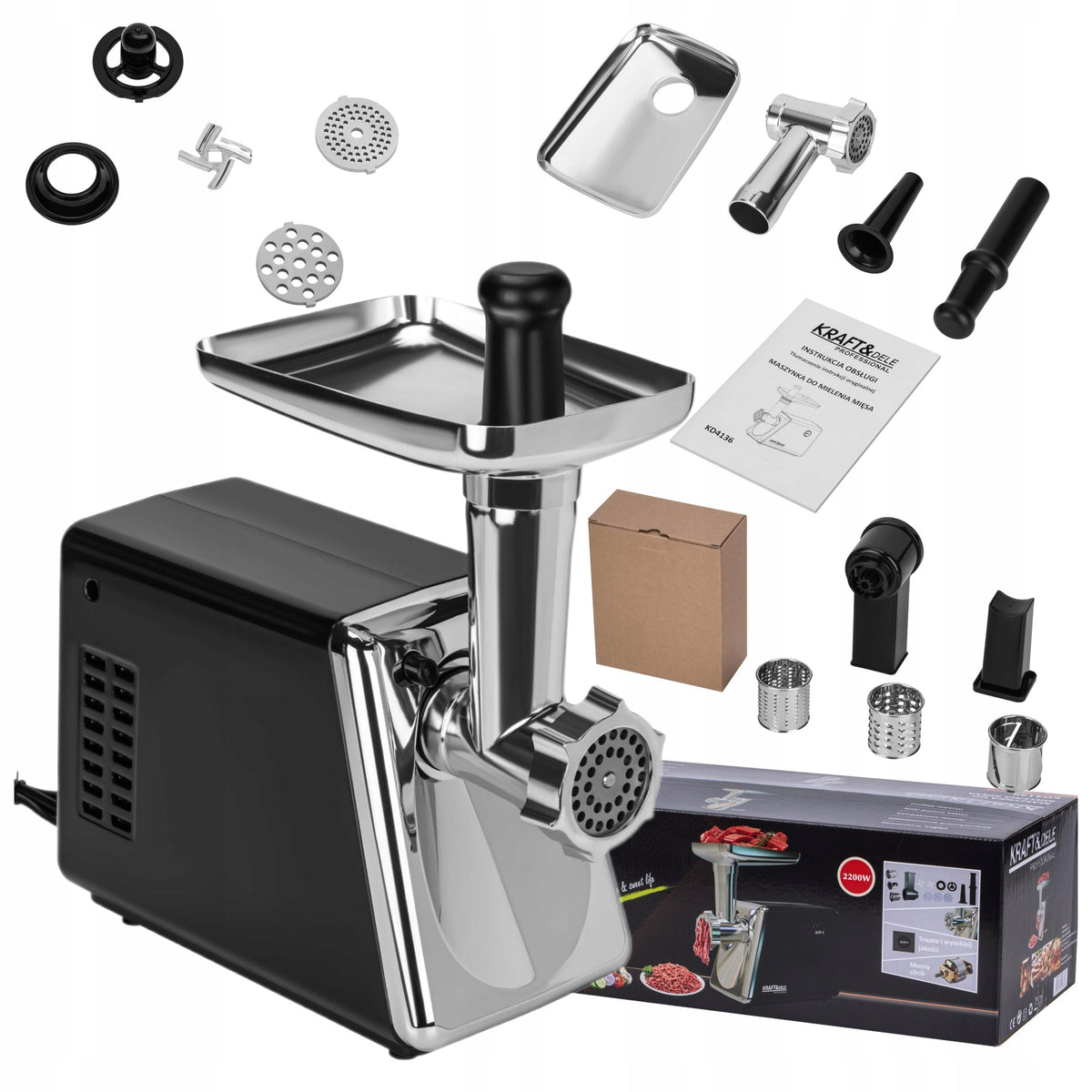 MEAT GRINDER 2200W SET MASSAGING SHREDDER BLACK KD4136 Brand no brand