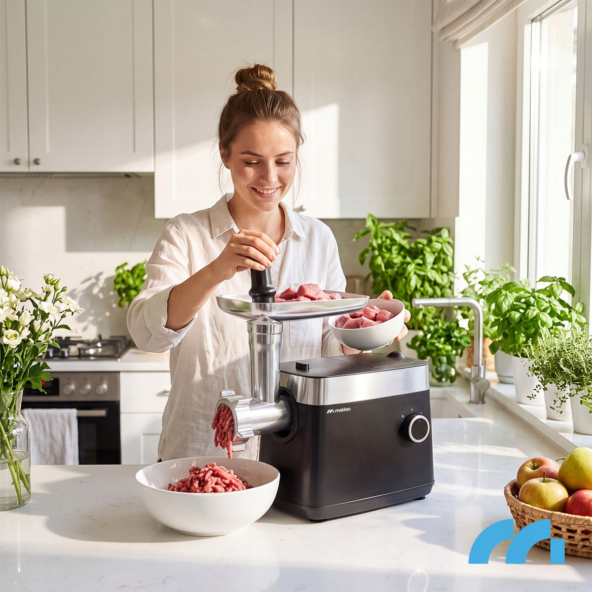 MEAT GRINDER ELECTRIC VEGETABLE SHREDDER LARGE SET Packaging status original