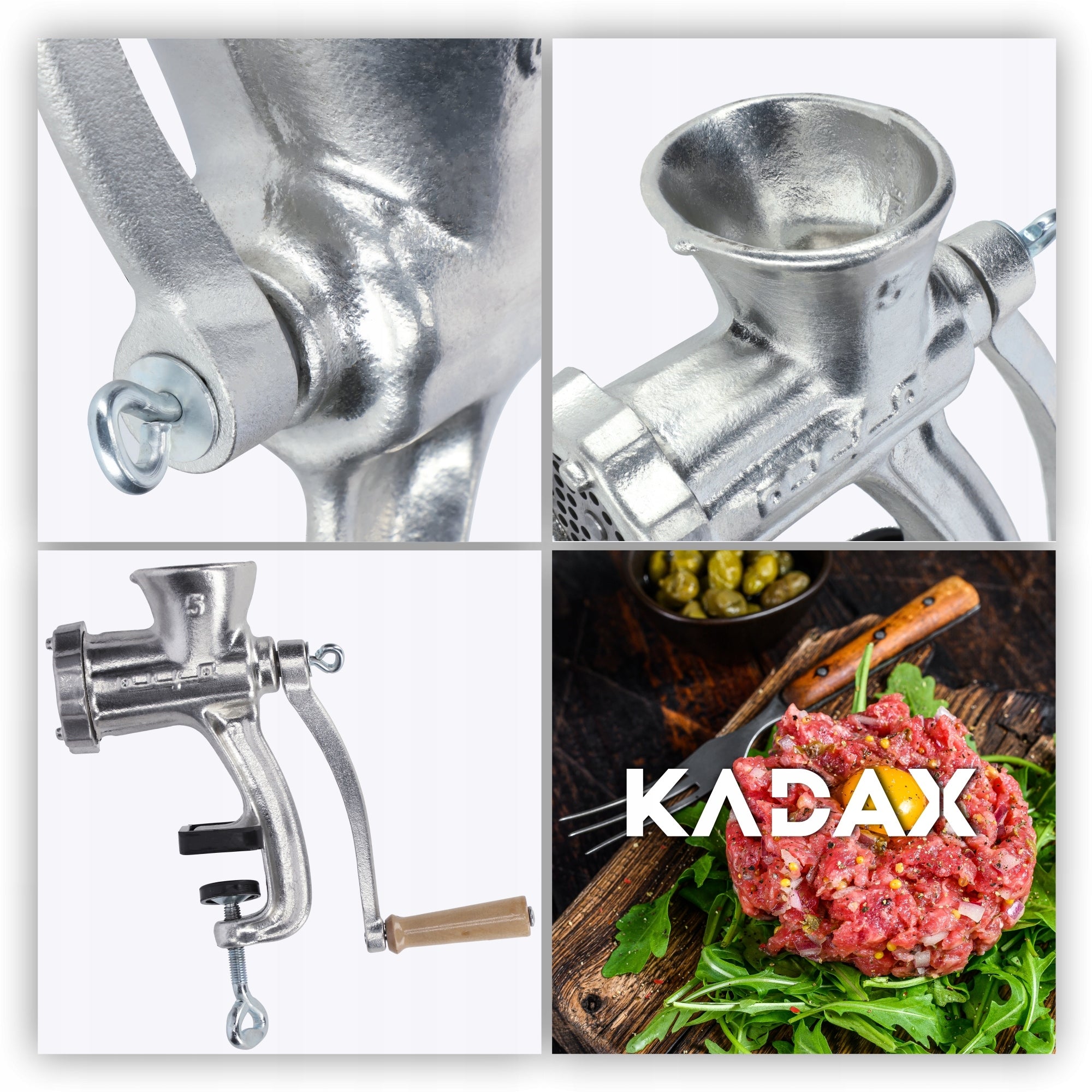 MEAT GRINDER HAND CAST IRON 5 GRINDER ALFA POLAND ORIGINAL Dominant color silver/gray