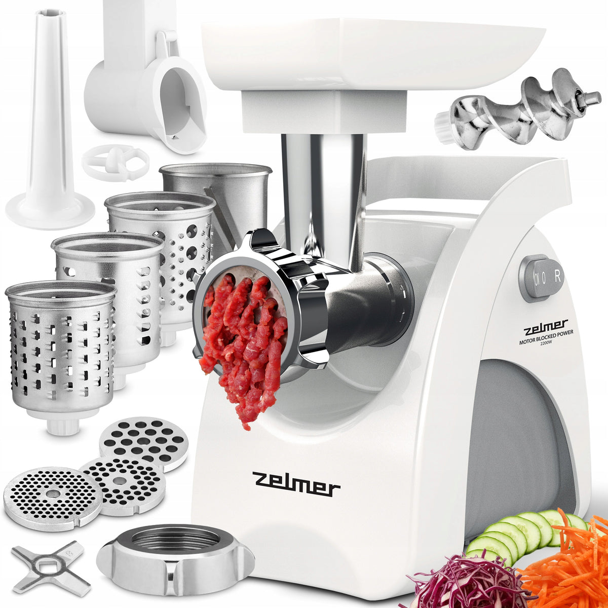 MEAT GRINDER ZELMER SHREDDER REVERSE GEAR 2200W 3 KG/MIN