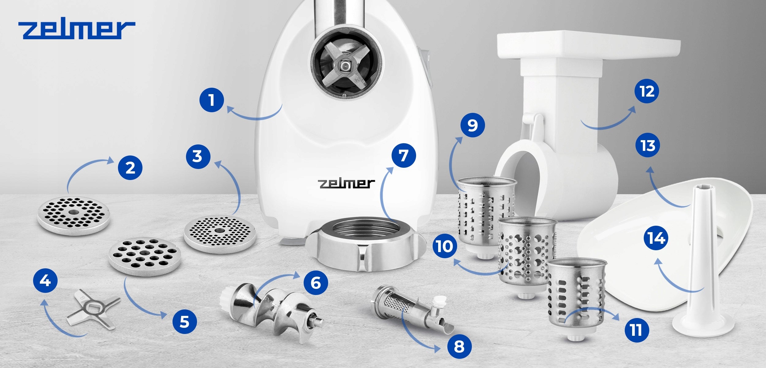 MEAT GRINDER ZELMER SHREDDER SOFT FRUIT JUICER Model ZMM4055B
