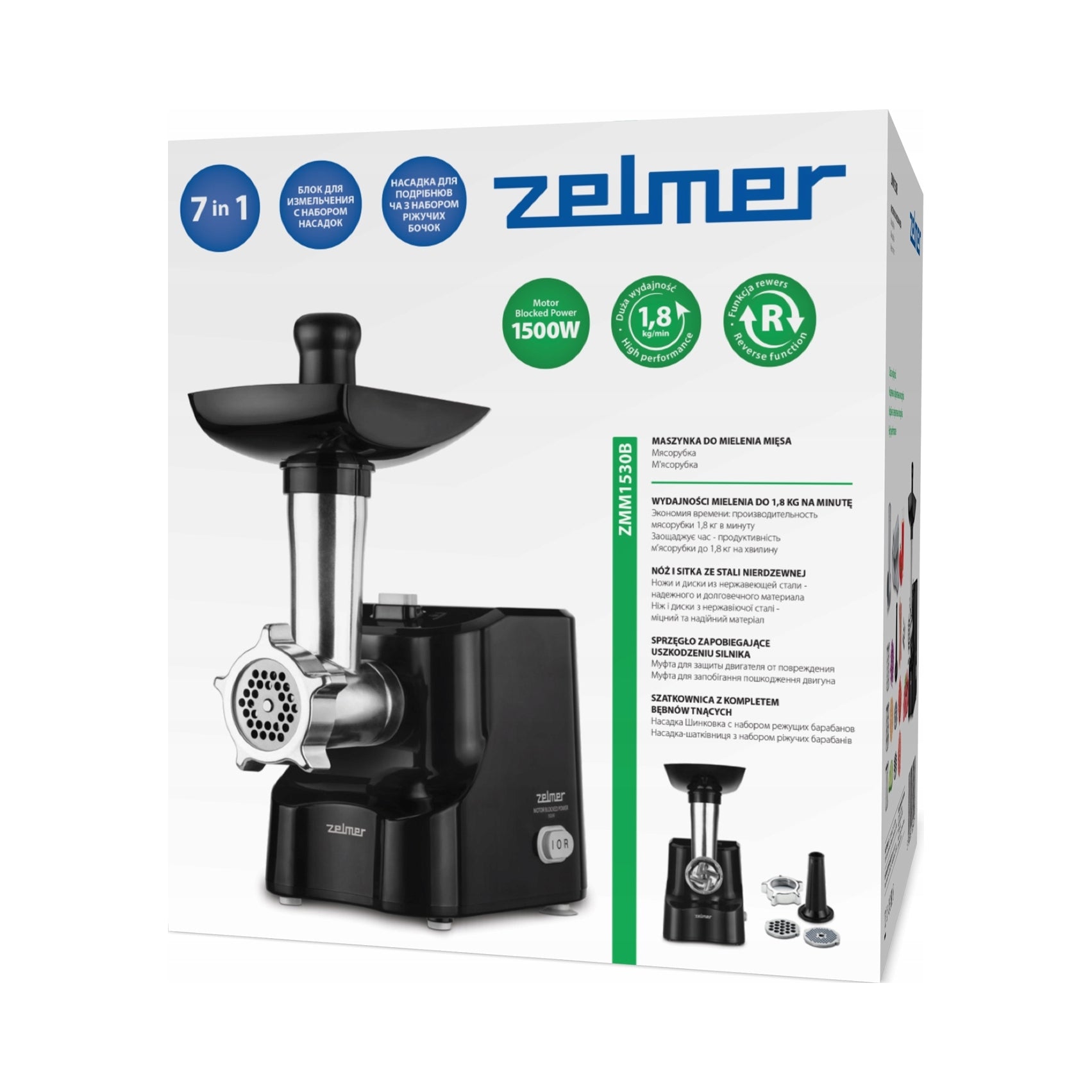MEAT GRINDER ZELMER WITH SQUEEZER FOR TOMATOES 4in1 Packaging status original