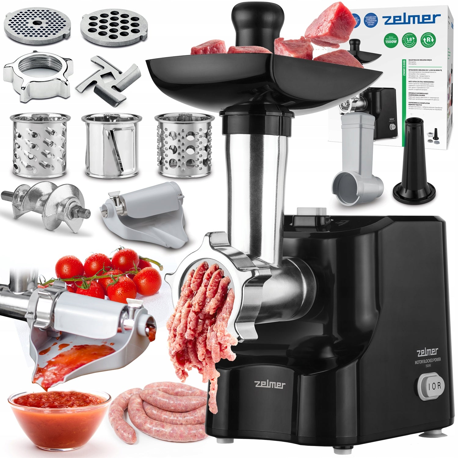 MEAT GRINDER ZELMER WITH SQUEEZER FOR TOMATOES 4in1