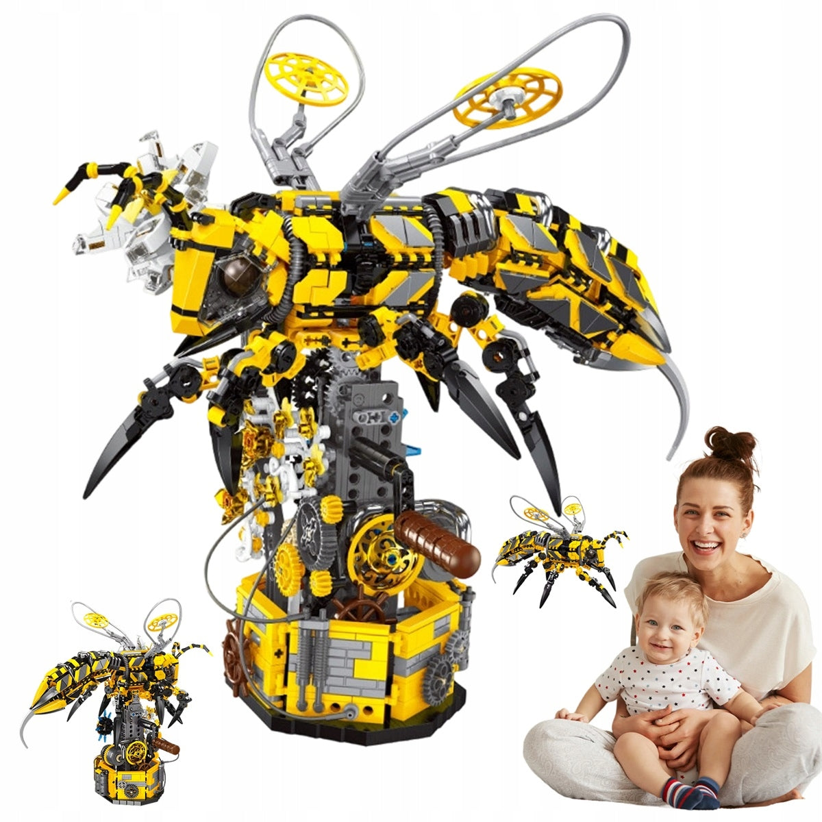 MECHANICAL BEE BLOCKS 1698 PARTS WITH MOVABLE LEGS YELLOW-BLACK Packaging status original