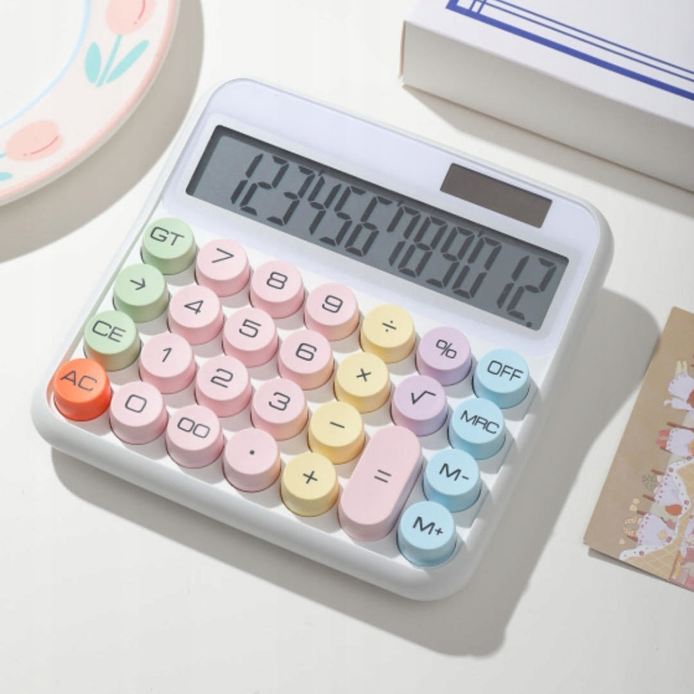 MECHANICAL KEYBOARD CALCULATOR 12-DIGIT LARGE LCD DISPLAY WHITE Manufacturer code 750749412571