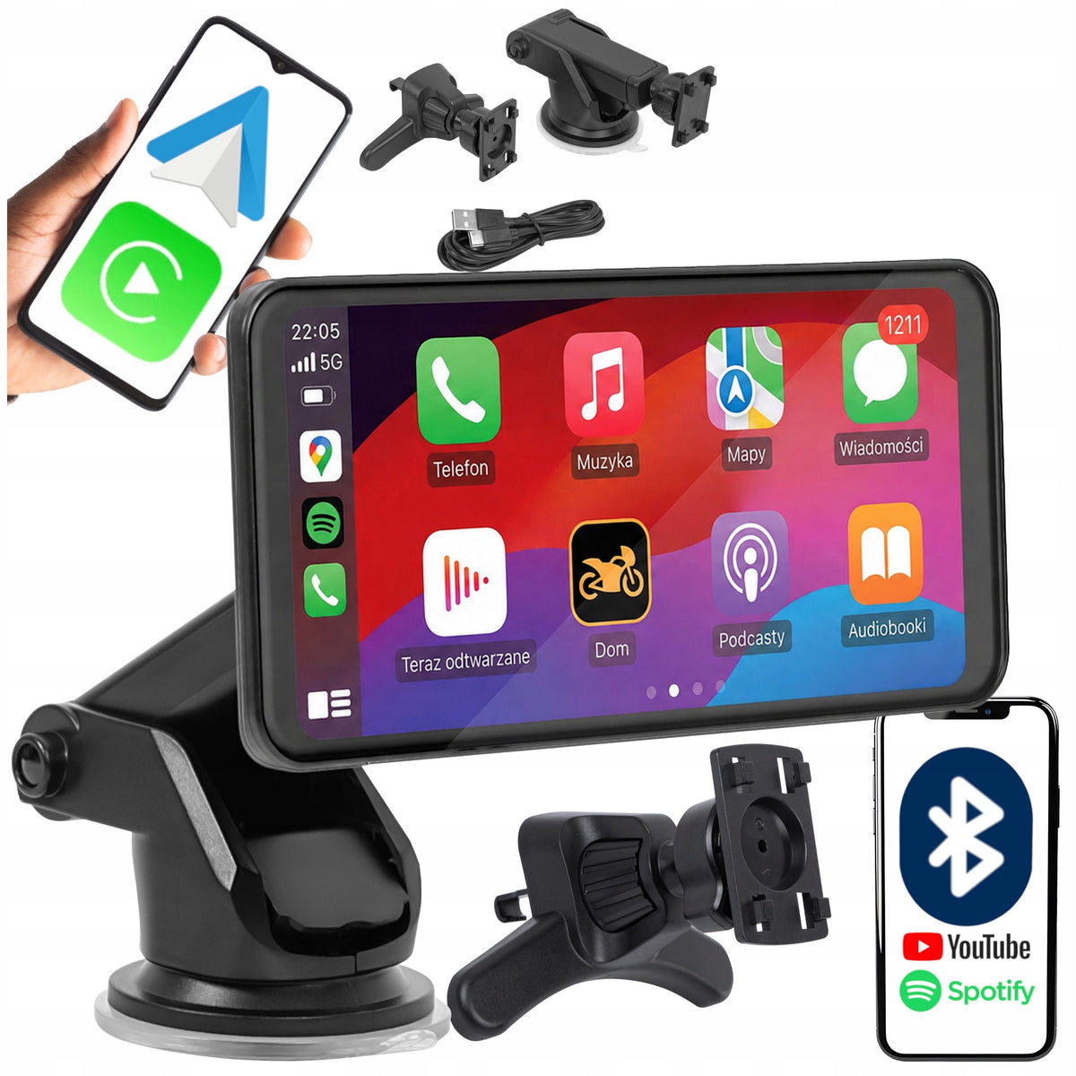 MEDIA STATION 6,5" CARPLAY ANDROID AUTO HICAR BLUETOOTH FM USB-C