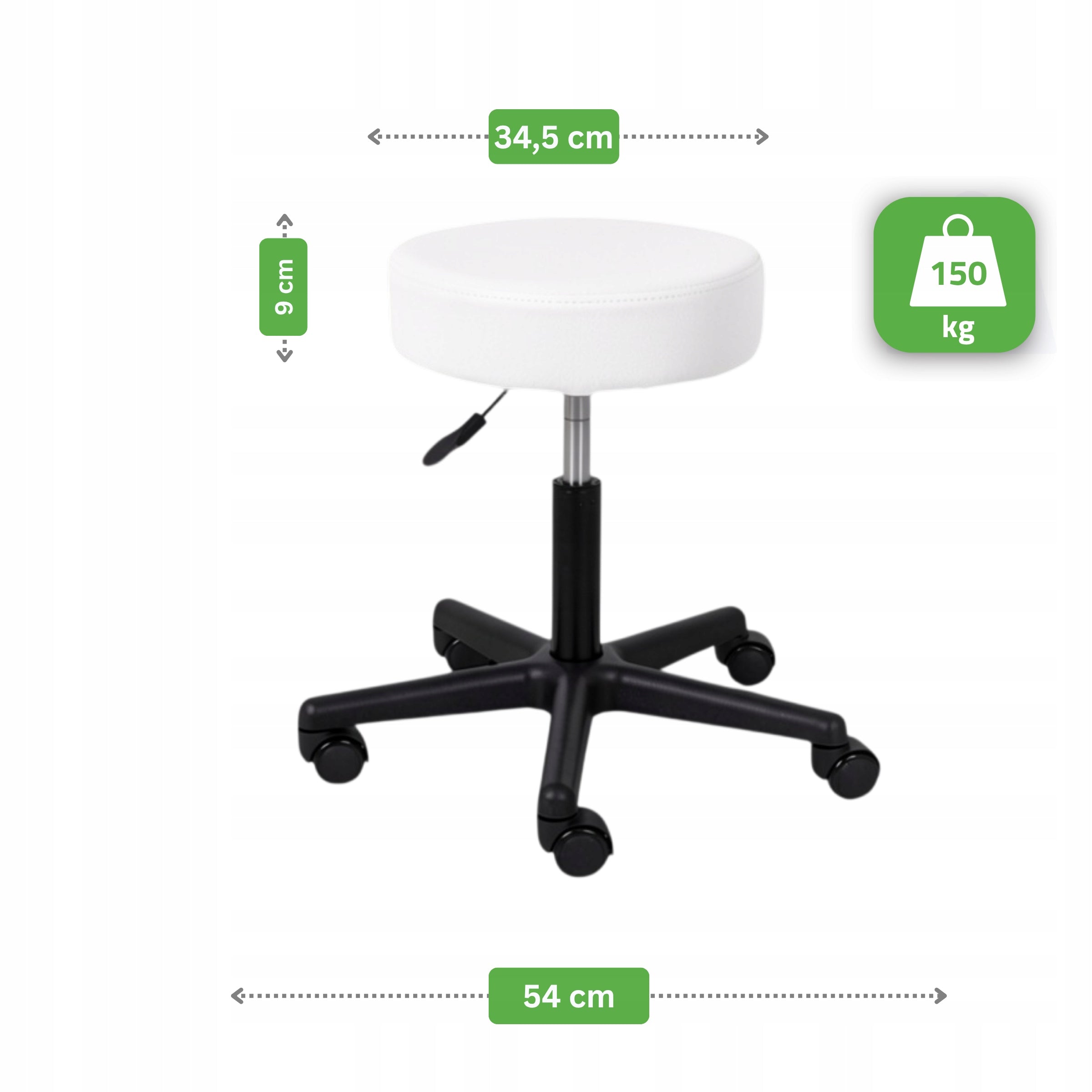 MEDICAL COSMETIC STOOL ON WHEELS ROTATING CIRCLE FOR OFFICE HABYS Brand Habys