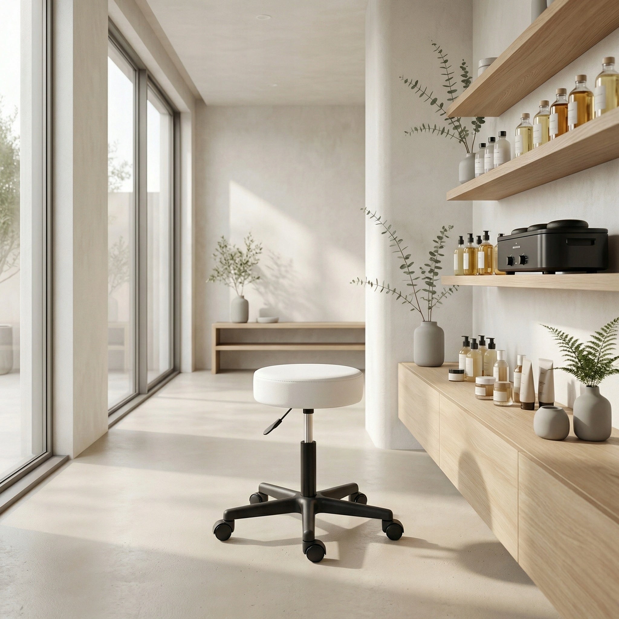 MEDICAL COSMETIC STOOL ON WHEELS ROTATING CIRCLE FOR OFFICE HABYS Packaging status original