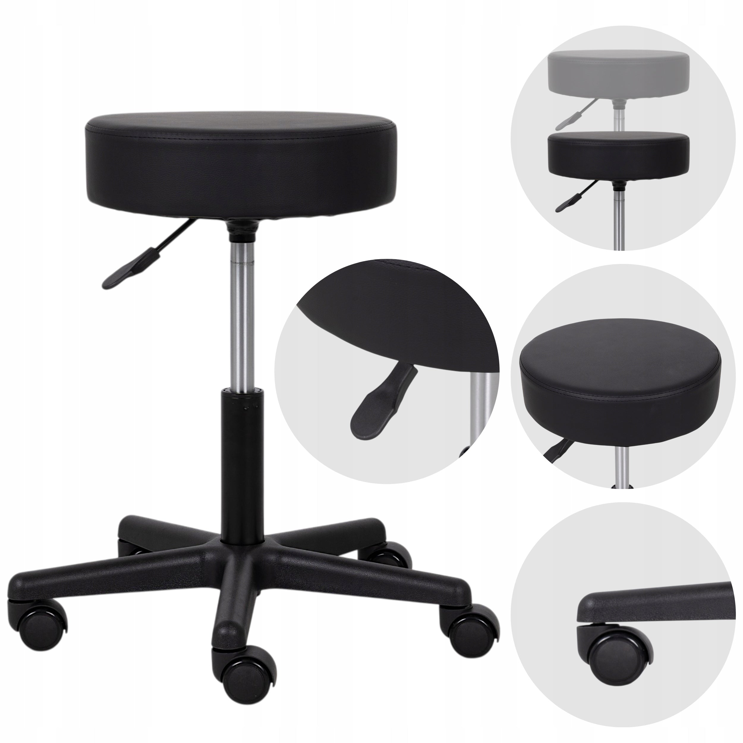 MEDICAL COSMETIC STOOL ON WHEELS ROTATING CIRCLE FOR OFFICE HABYS
